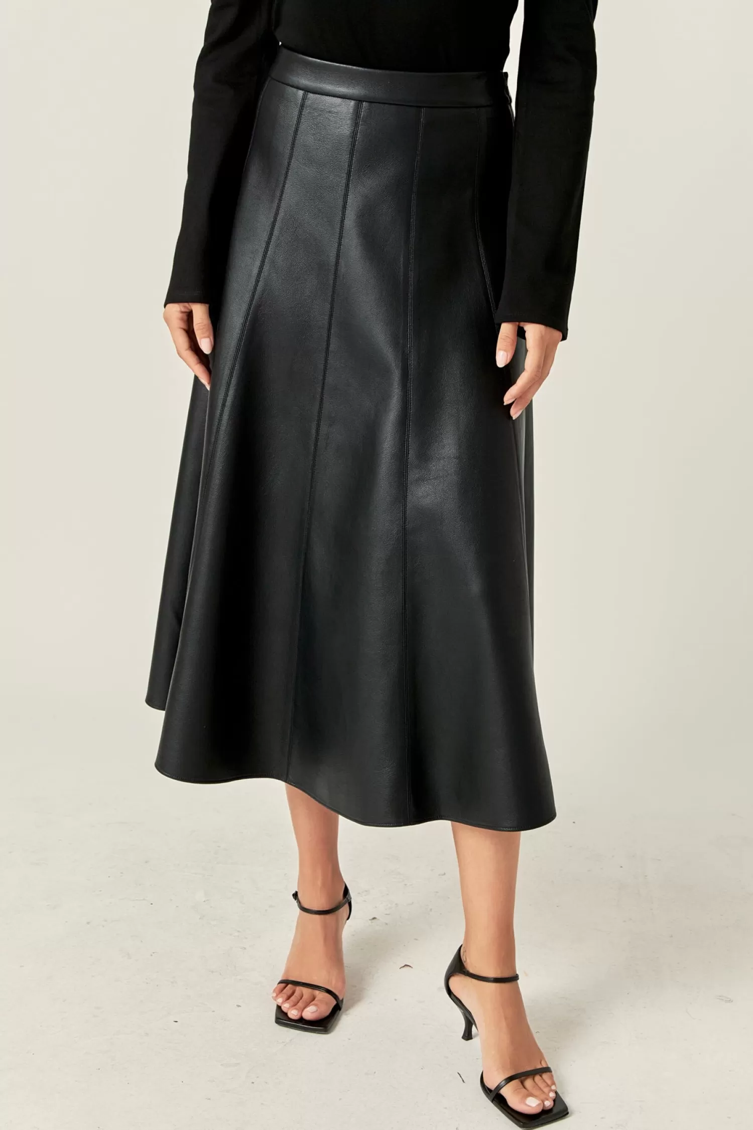 Sale Flare Faux Leather Midi Skirt Midi Dresses | Best Sellers