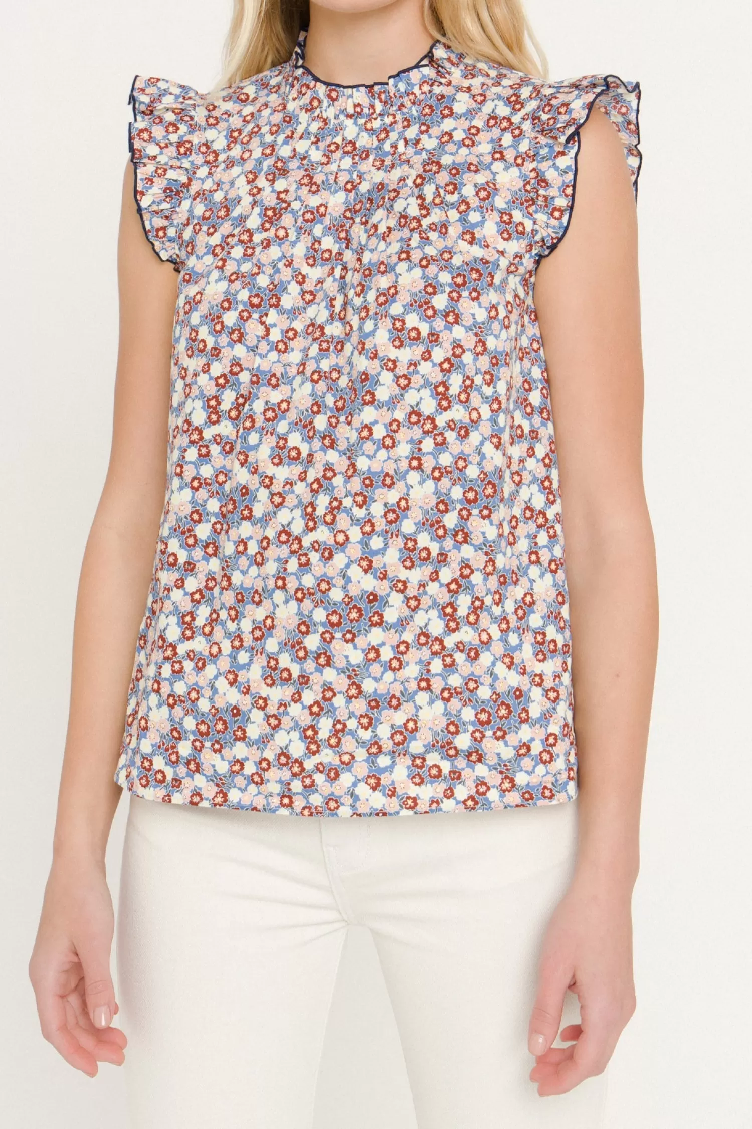 Best Floral Contrast Stitch Top Tops