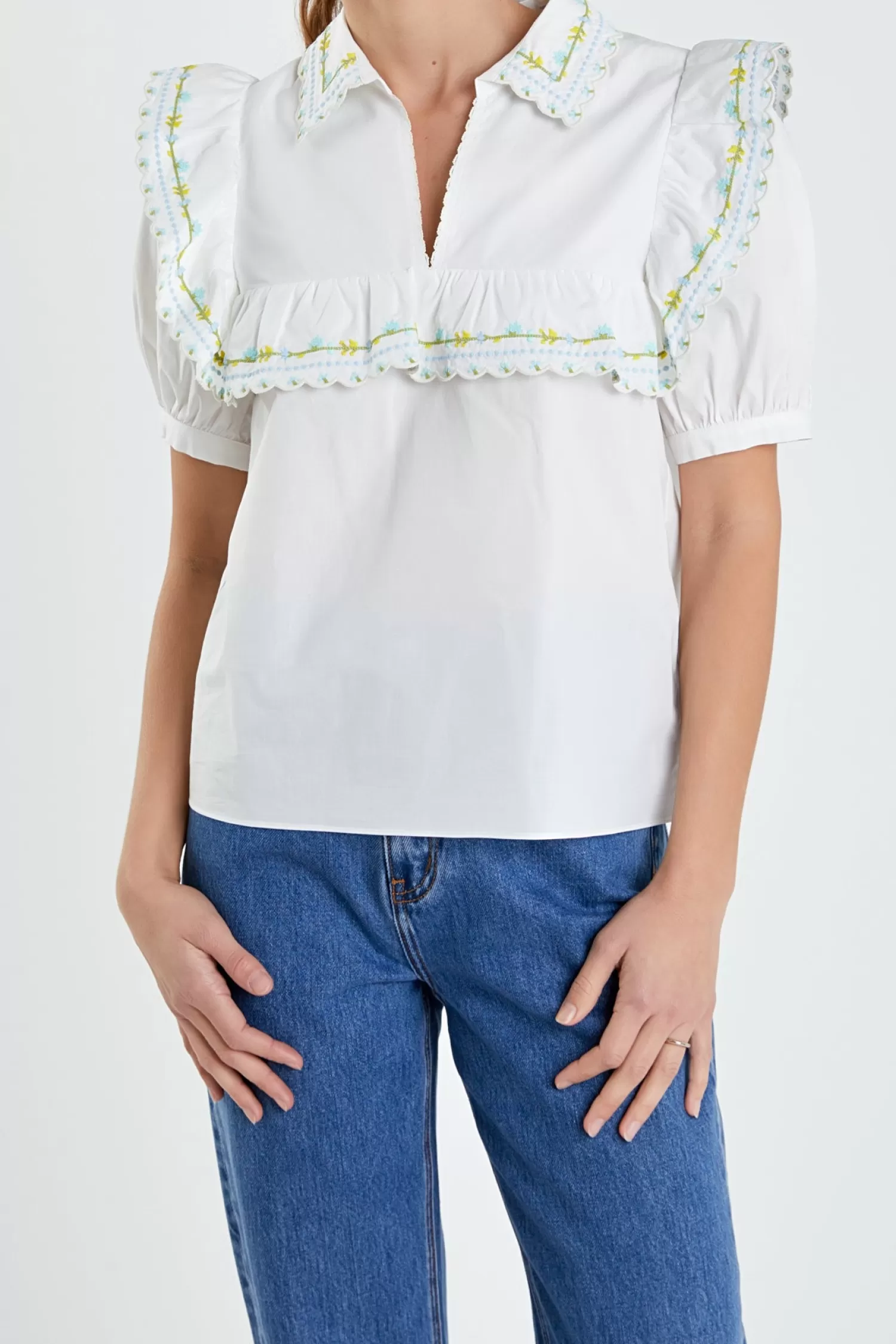 Cheap Floral Embroidered Short Sleeve Top Best Sellers | Bridal Bliss