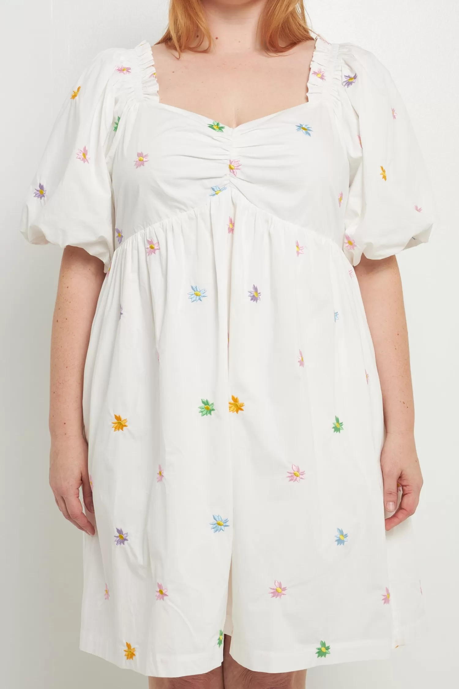 Discount Floral Embroidery Babydoll Dress Frills And Thrills | Plus Size