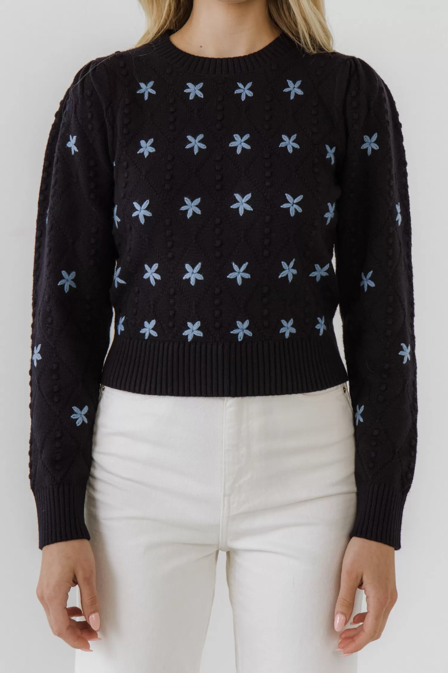 Outlet Floral Handmade Embroidery Long Sleeve Sweater Sweaters & Knits | Sweater Season