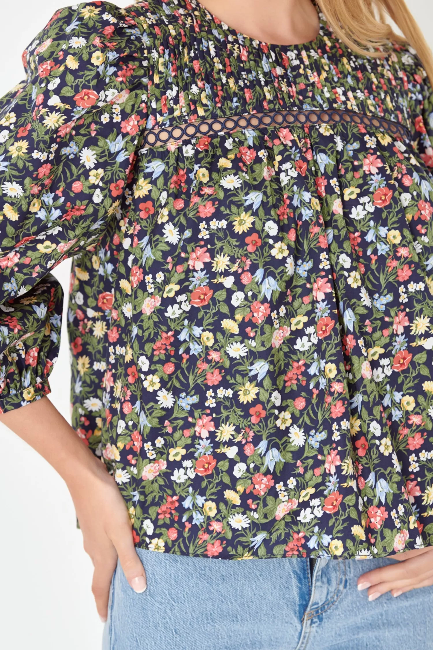 Online Floral Print Pintuck Detail Top Puff Sleeve Perfection | Tops