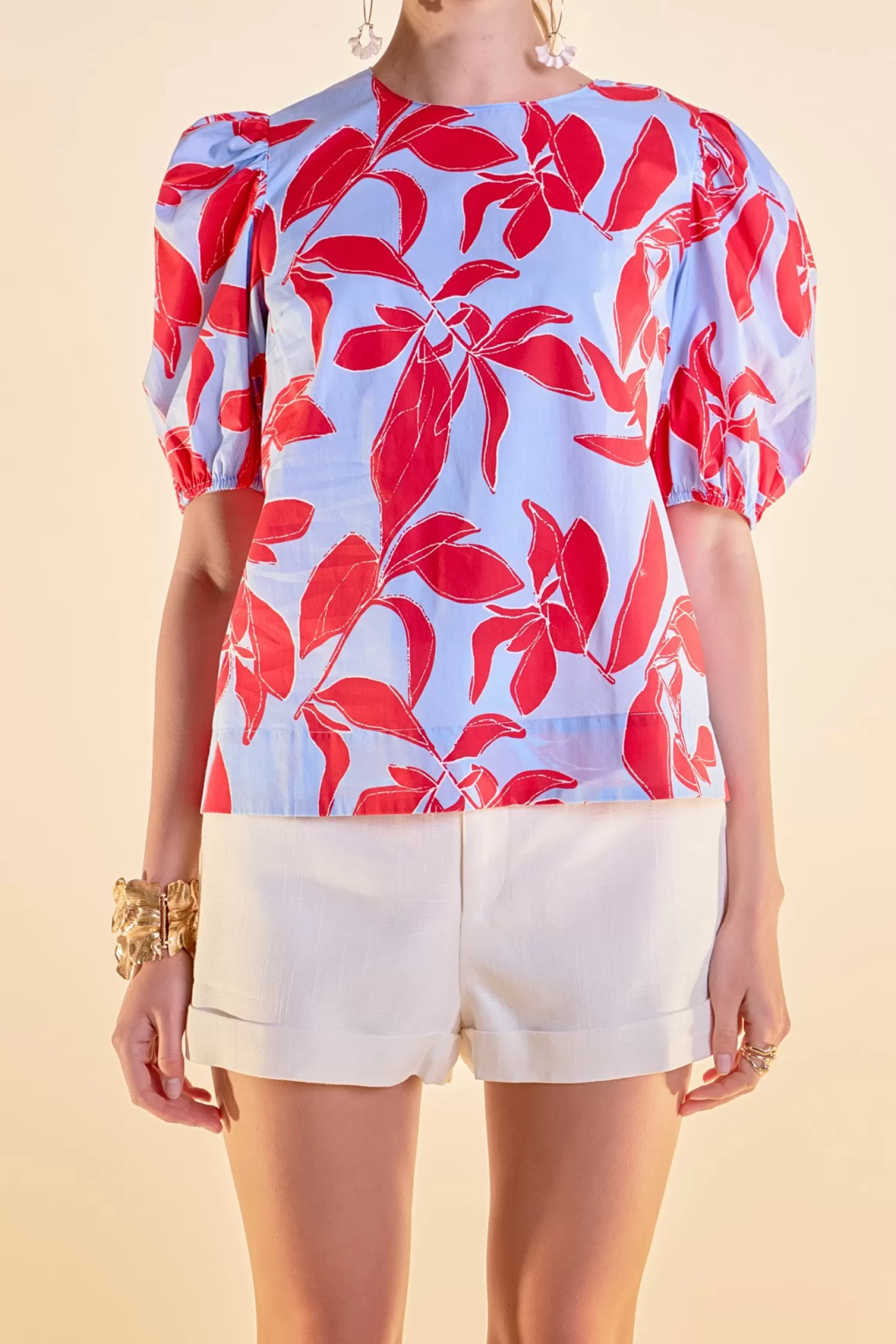 Outlet Floral Print Puff Short Sleeve Top Best Sellers | Puff Sleeve Perfection