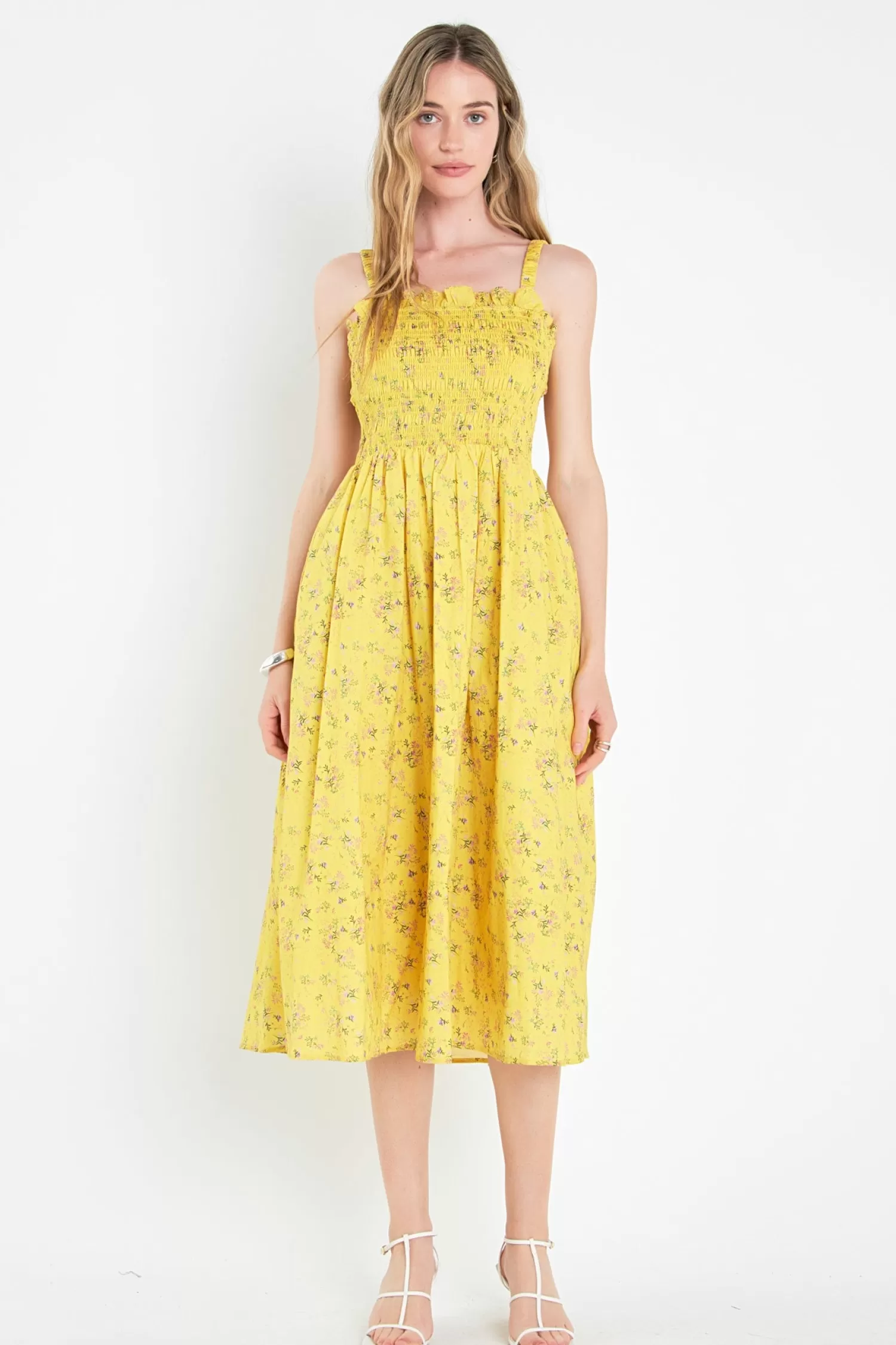 Flash Sale Floral Print Smocked Dress in Special Occasion | Midi Dresses