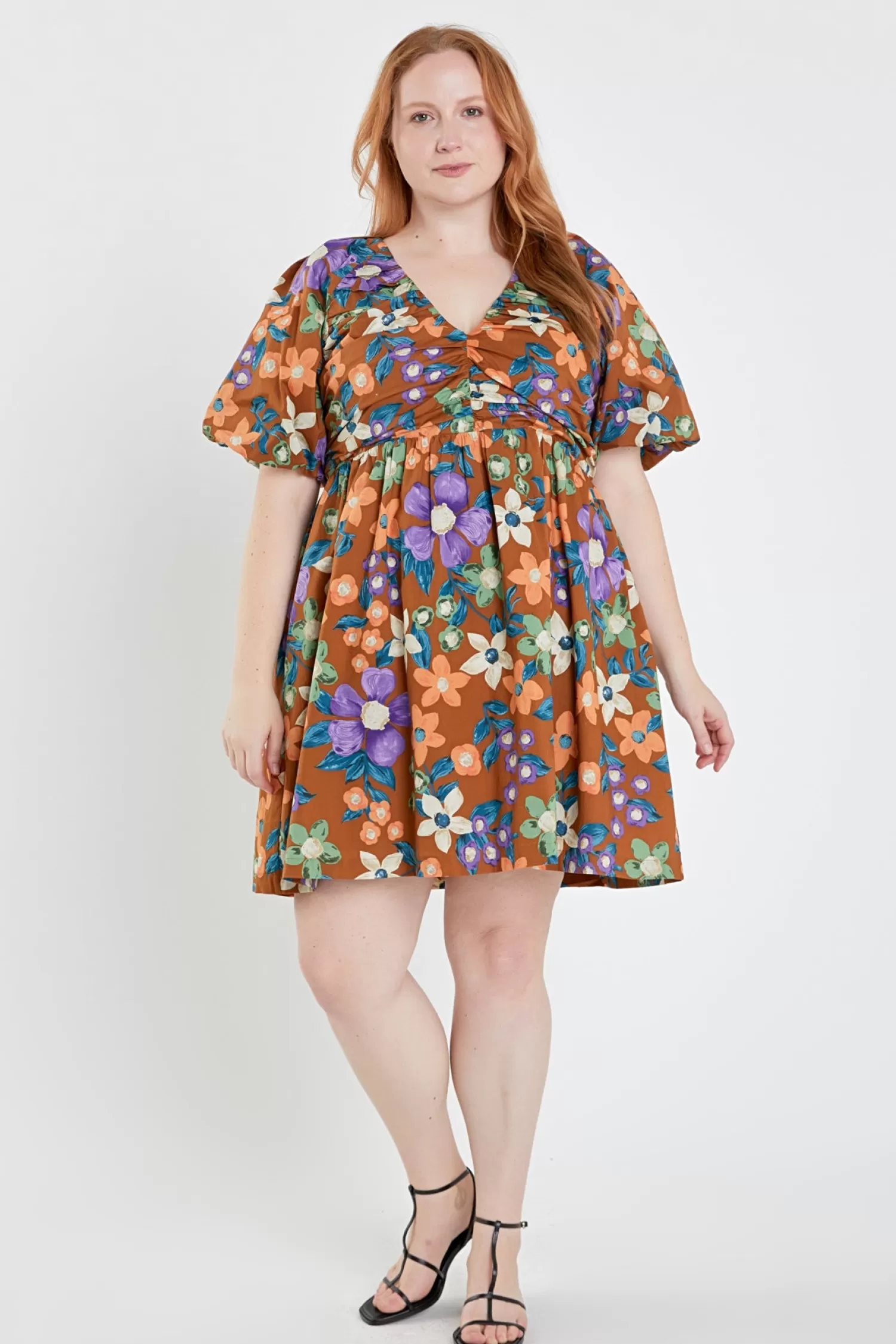 Discount Floral Puffy Sleeve Mini Dress Mini Dresses | Lounge & Casual