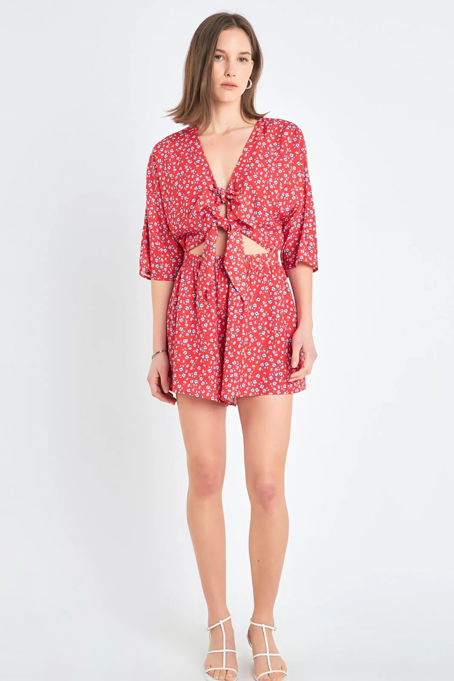 Clearance Floral Tied Romper Rompers | Bottoms