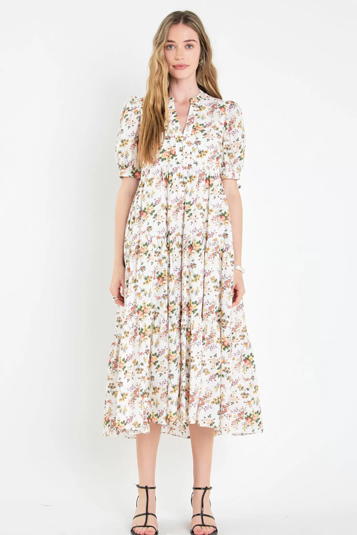 Store Floral Tiered Midi Dress Date Night Dreams | Bridal Shower Glam