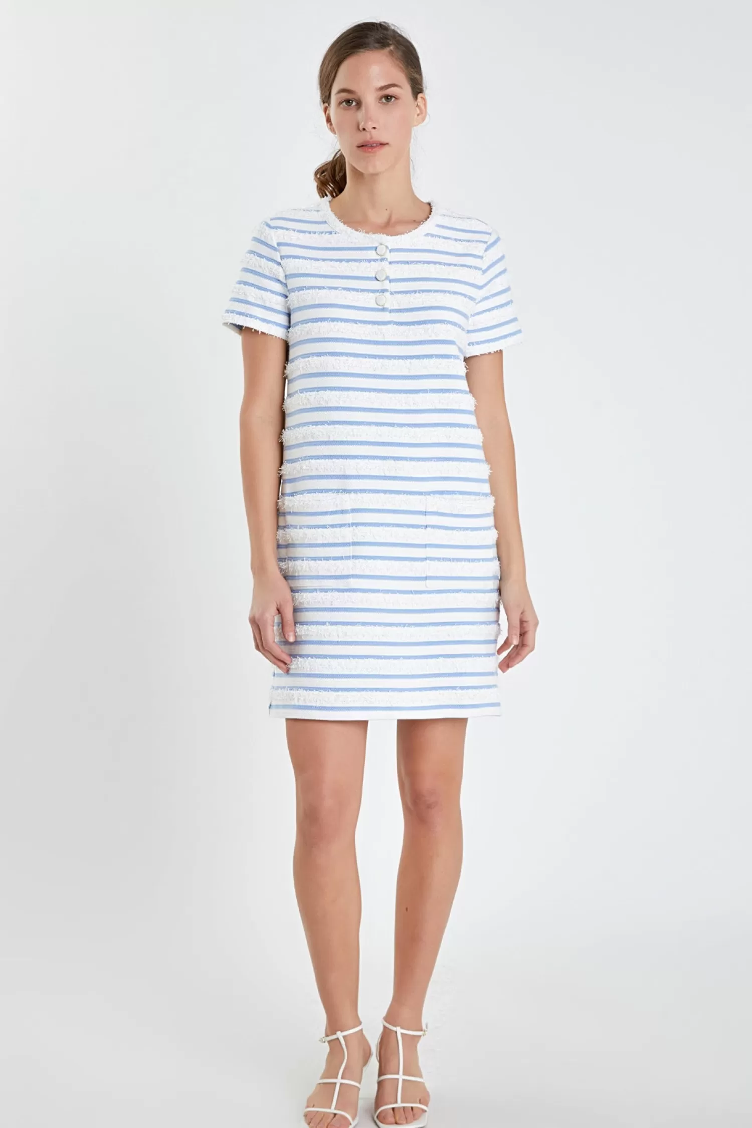 Outlet Fringed Striped Polo Mini Dress Date Night Dreams | Office Chic