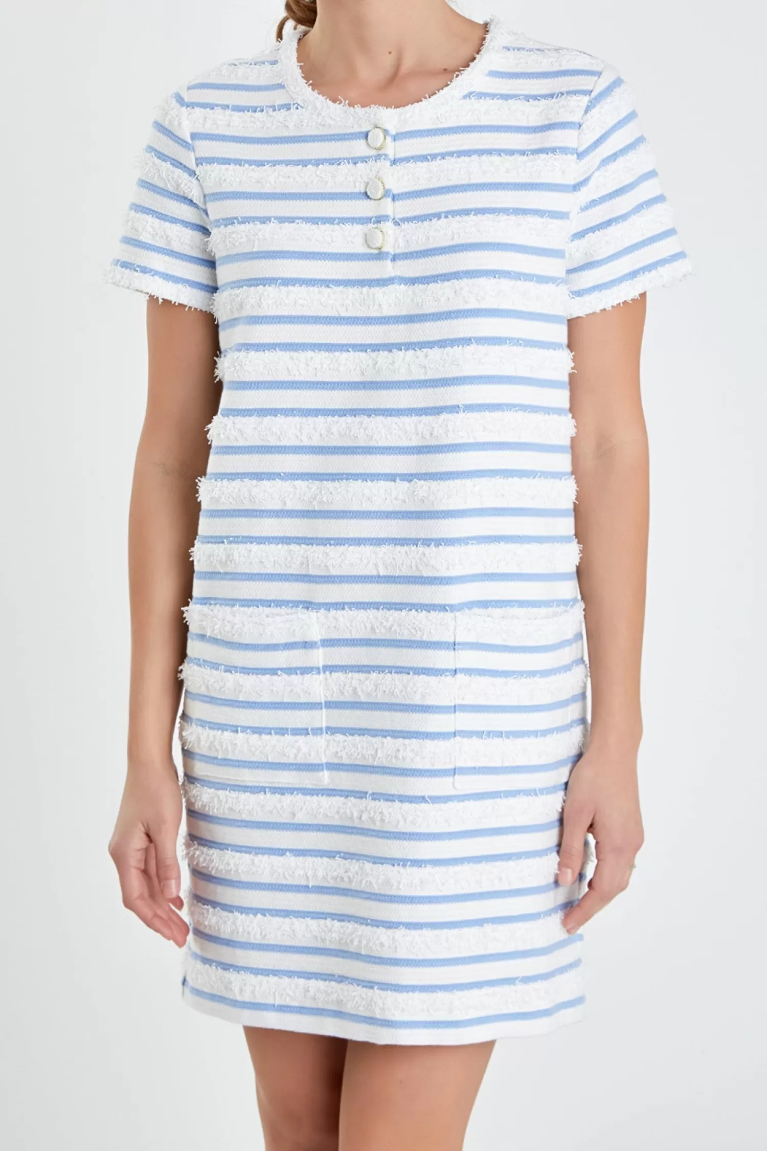 Outlet Fringed Striped Polo Mini Dress Date Night Dreams | Office Chic