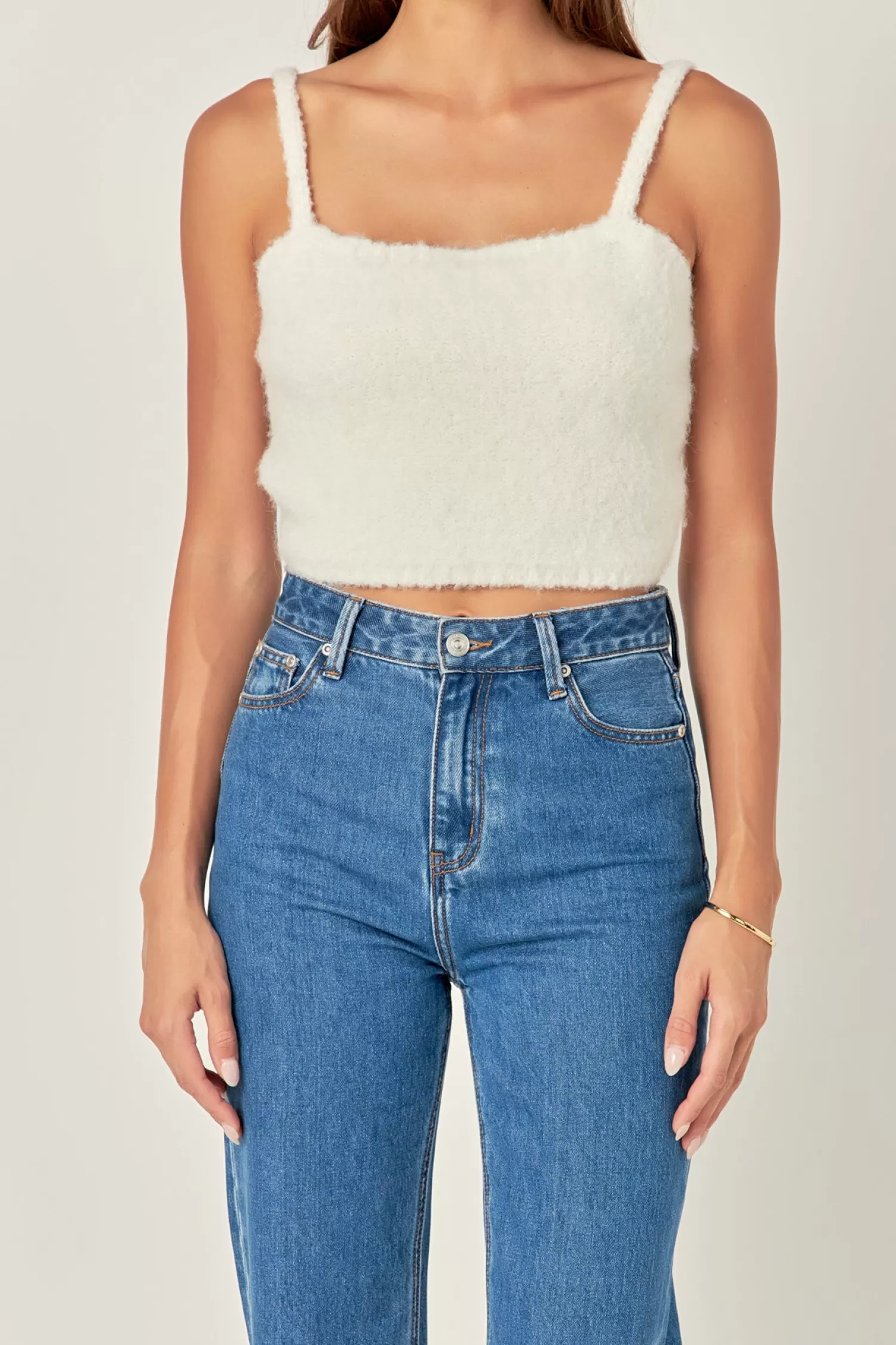 Outlet Fuzzy Crop Tank Top The Modern Preppy | Tops