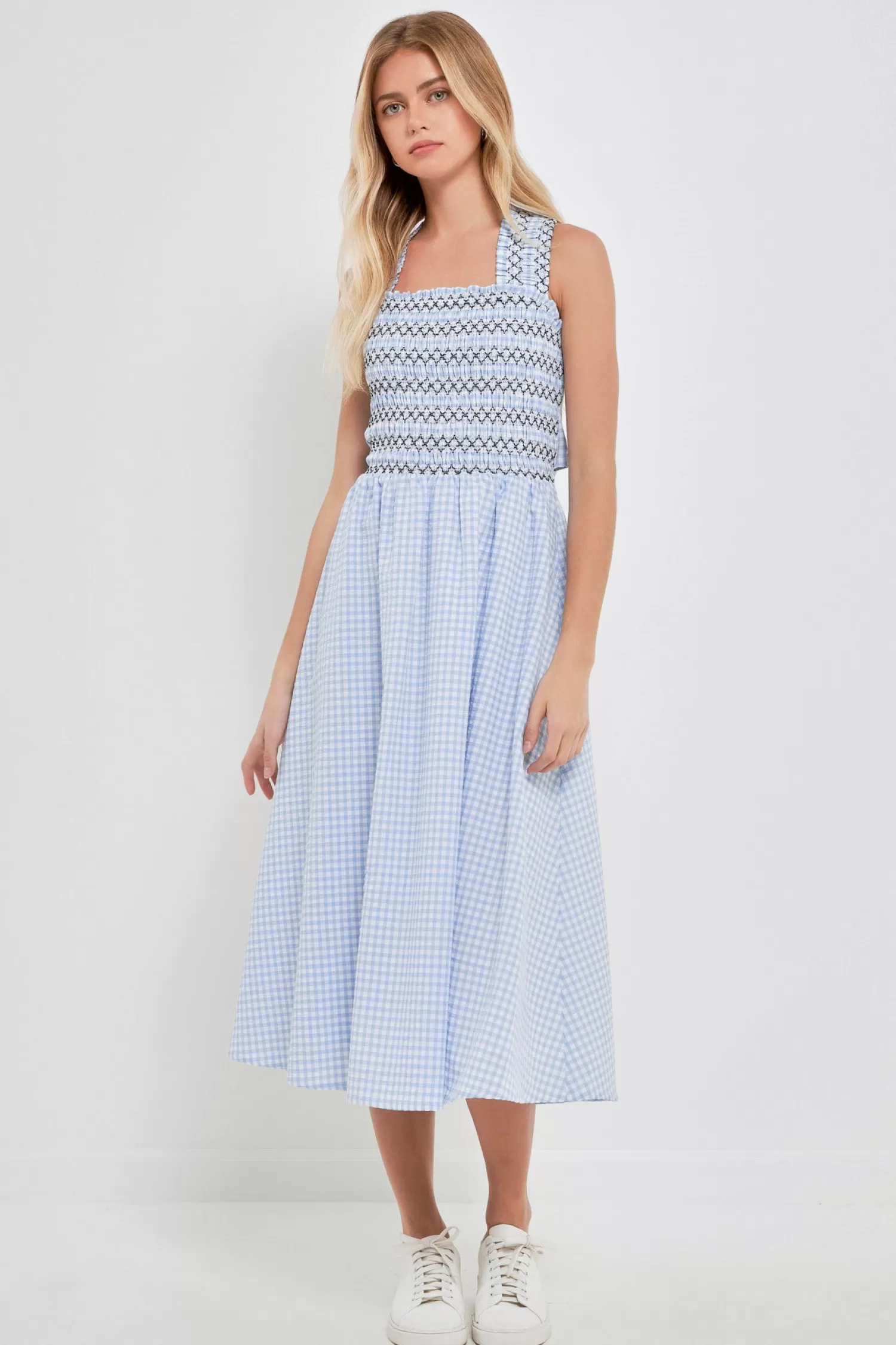 Best Sale Gingham Check Sleeveless Midi Dress Midi Dresses | Lounge & Casual