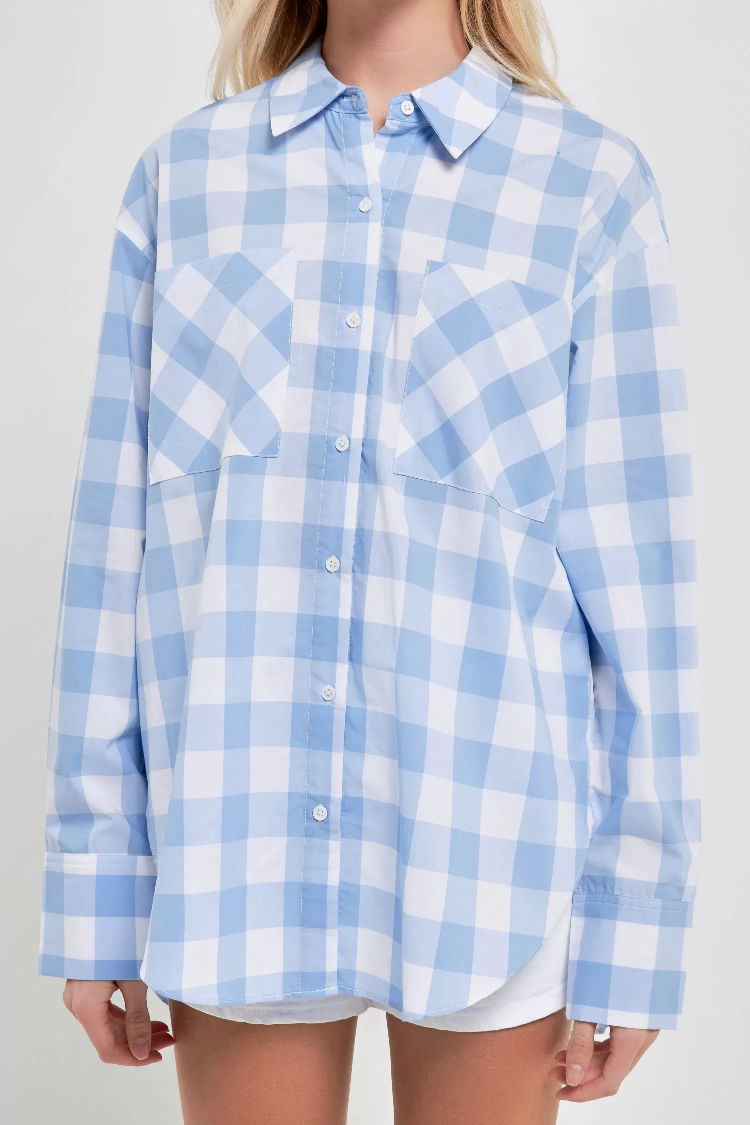 Fashion Gingham Checked Shirts Tops