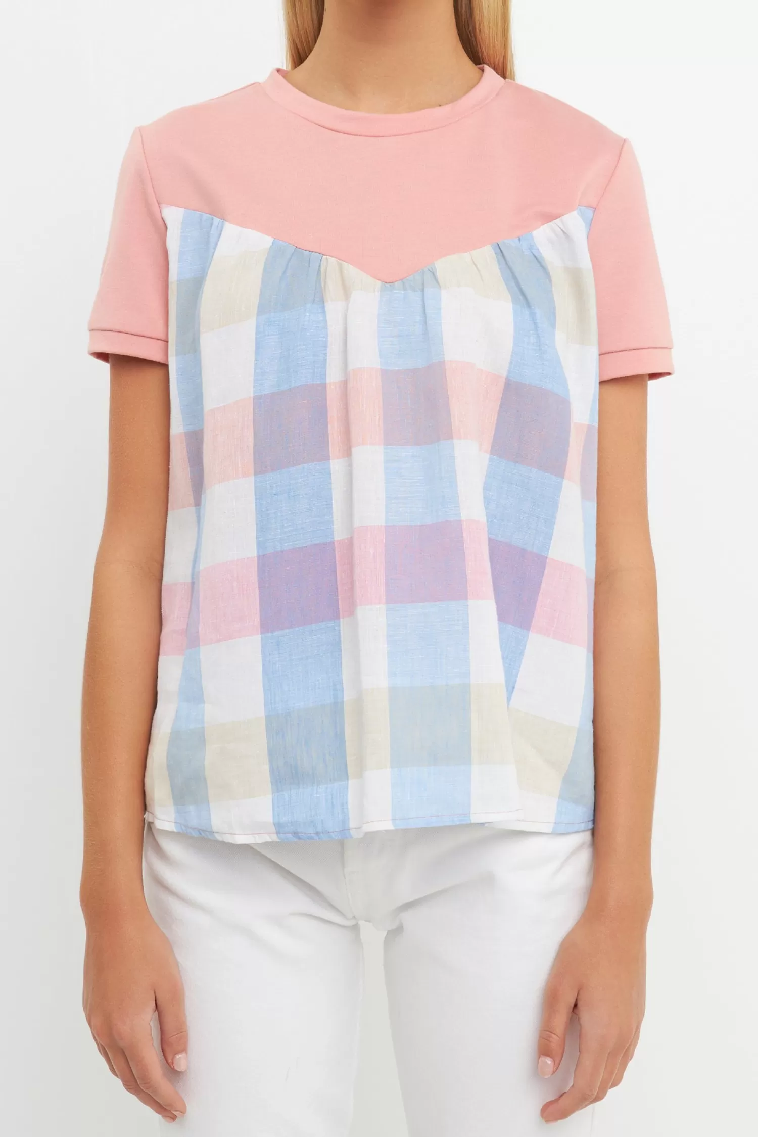 Outlet Gingham Combo Top Tops