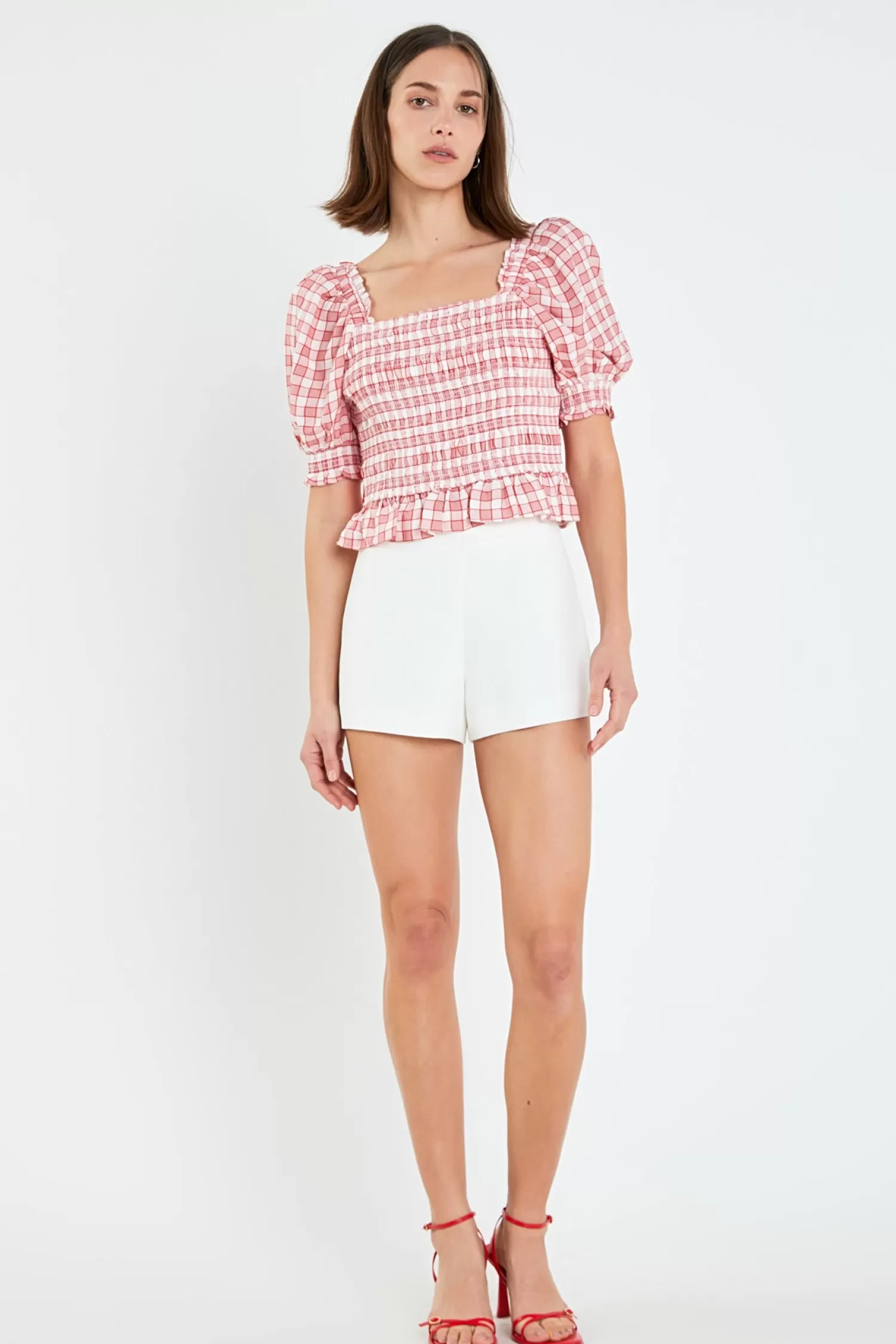 Flash Sale Gingham Contrast Bow Top Tops