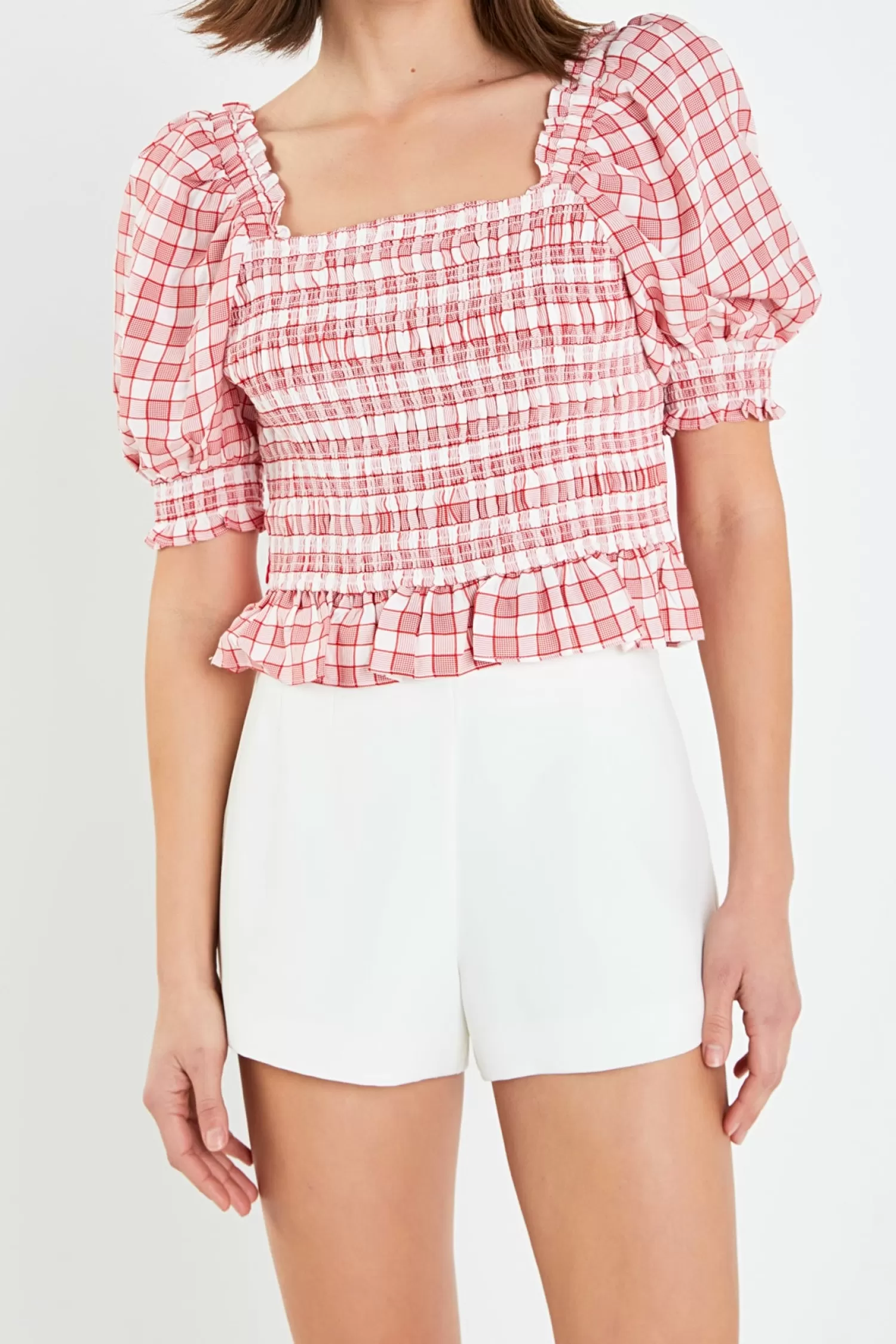 Flash Sale Gingham Contrast Bow Top Tops