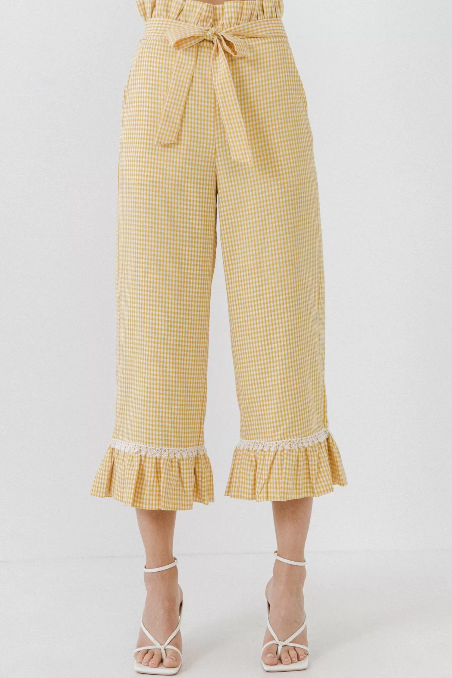 Discount Gingham Culotte With Tie Frills And Thrills | Pants