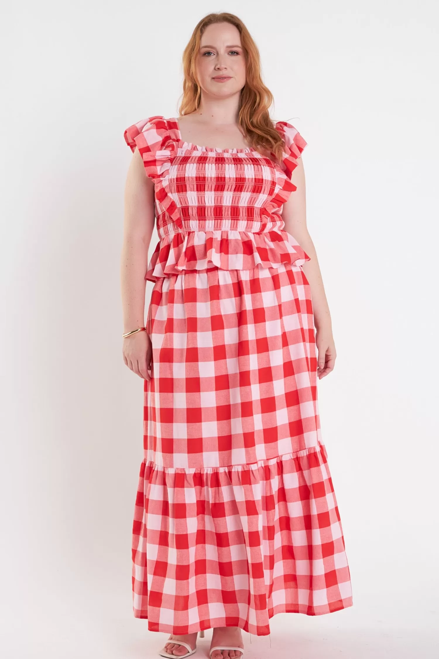 New Gingham Smocked Top Tops