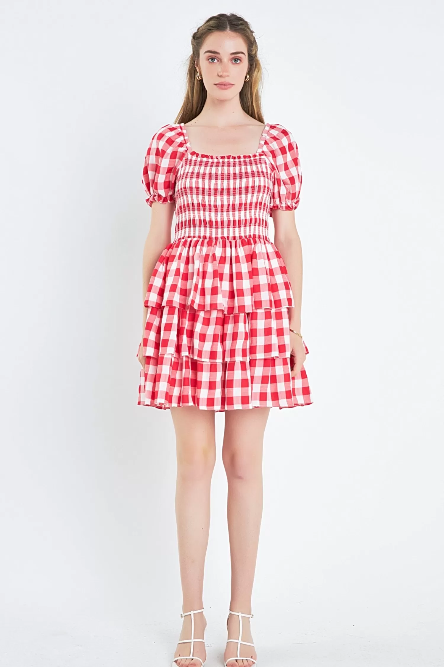 Cheap Gingham Square Neck Mini Dress Mini Dresses | Night Out