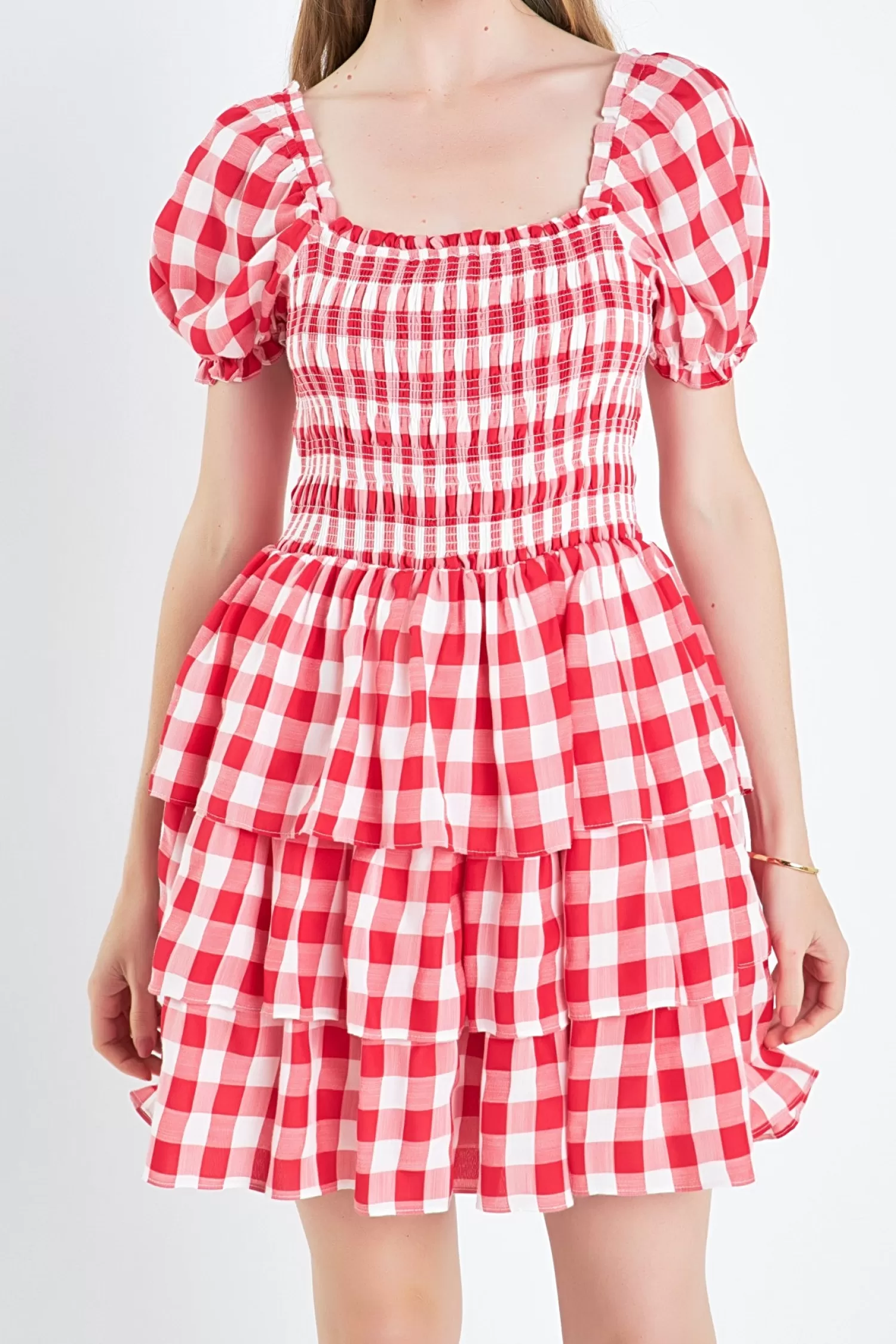 Cheap Gingham Square Neck Mini Dress Mini Dresses | Night Out