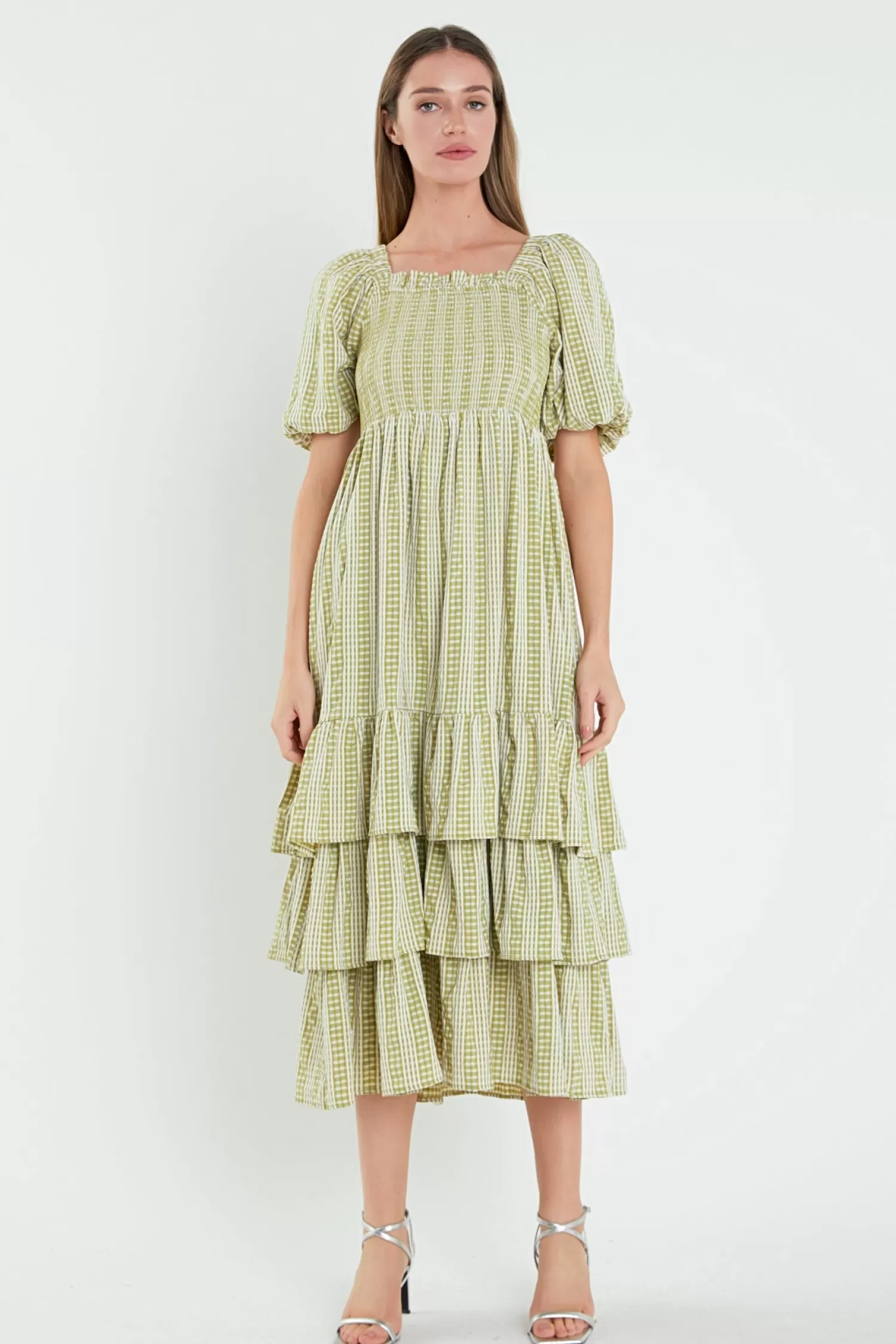 Store Gingham Striped Multi Tiered Maxi Special Occasion | Maxi Dresses