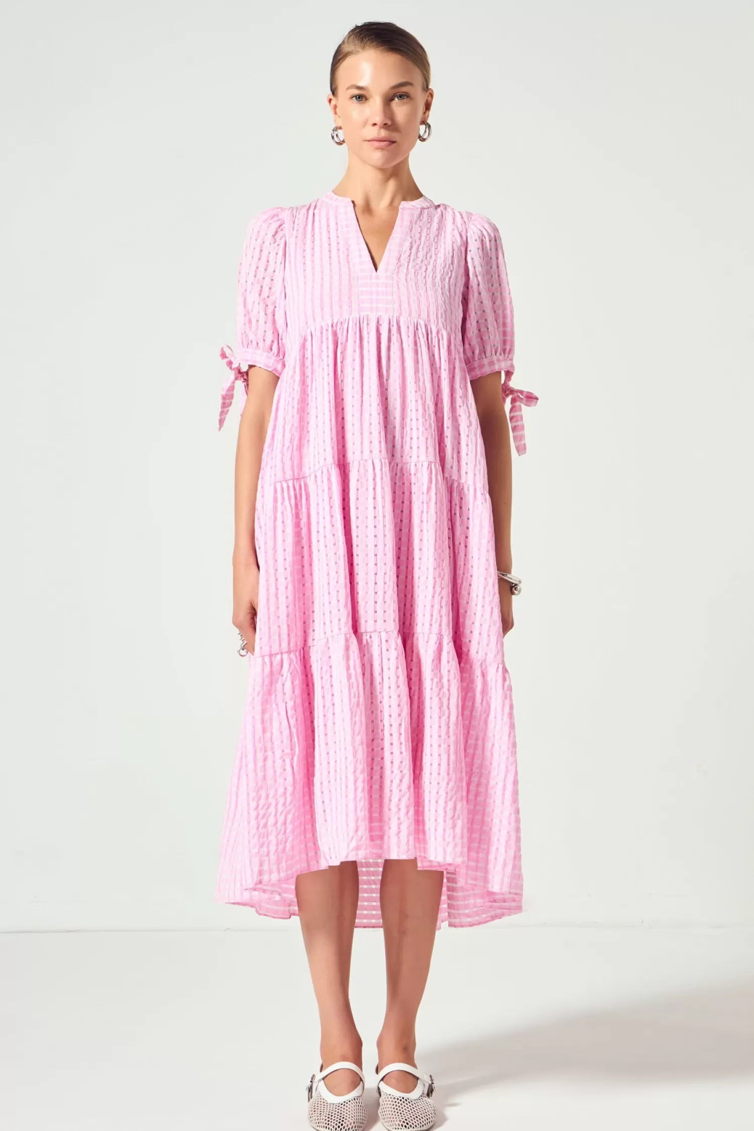 New Gingham Tiered Midi Dress Midi Dresses | Lounge & Casual