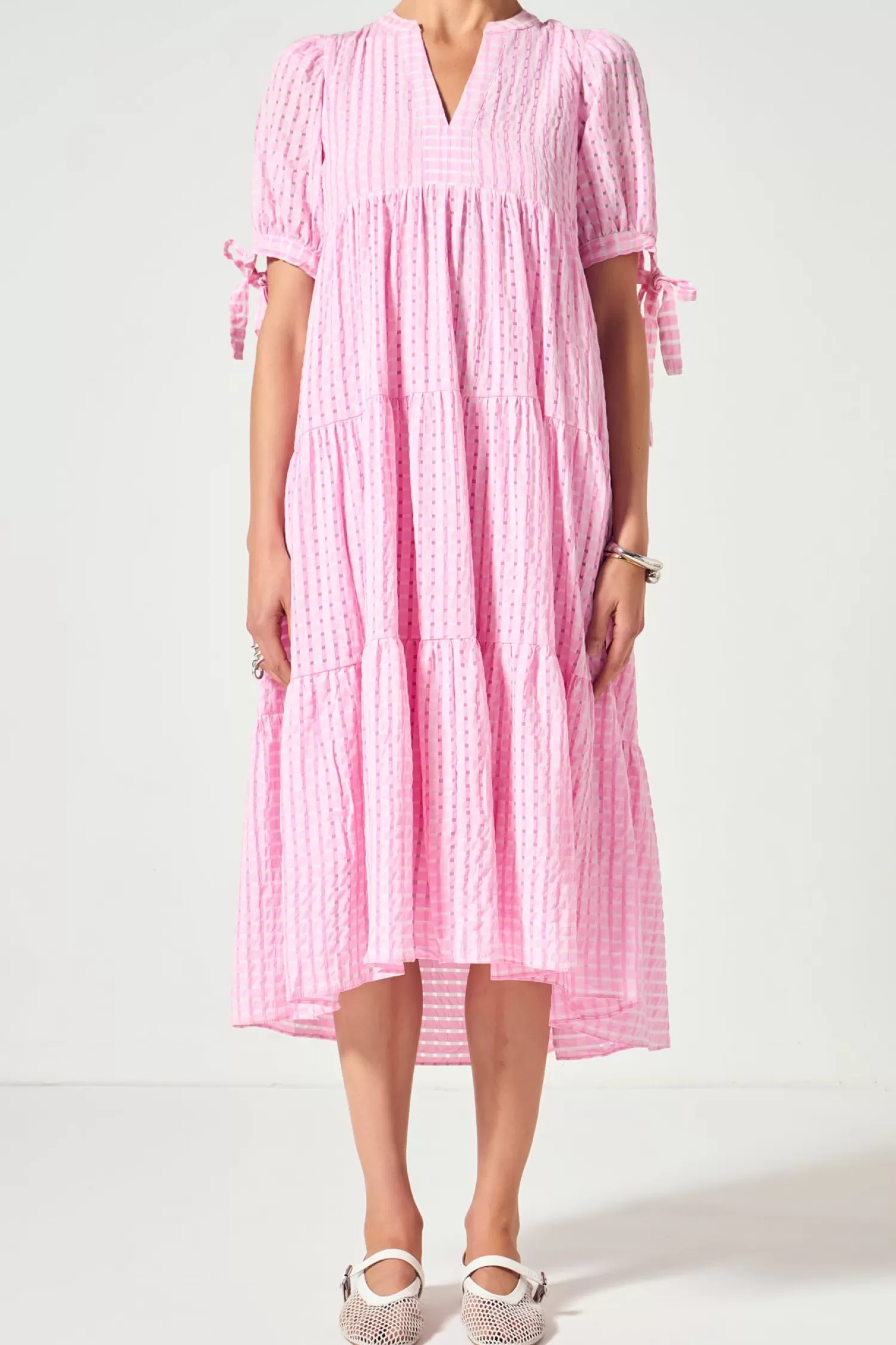 New Gingham Tiered Midi Dress Midi Dresses | Lounge & Casual