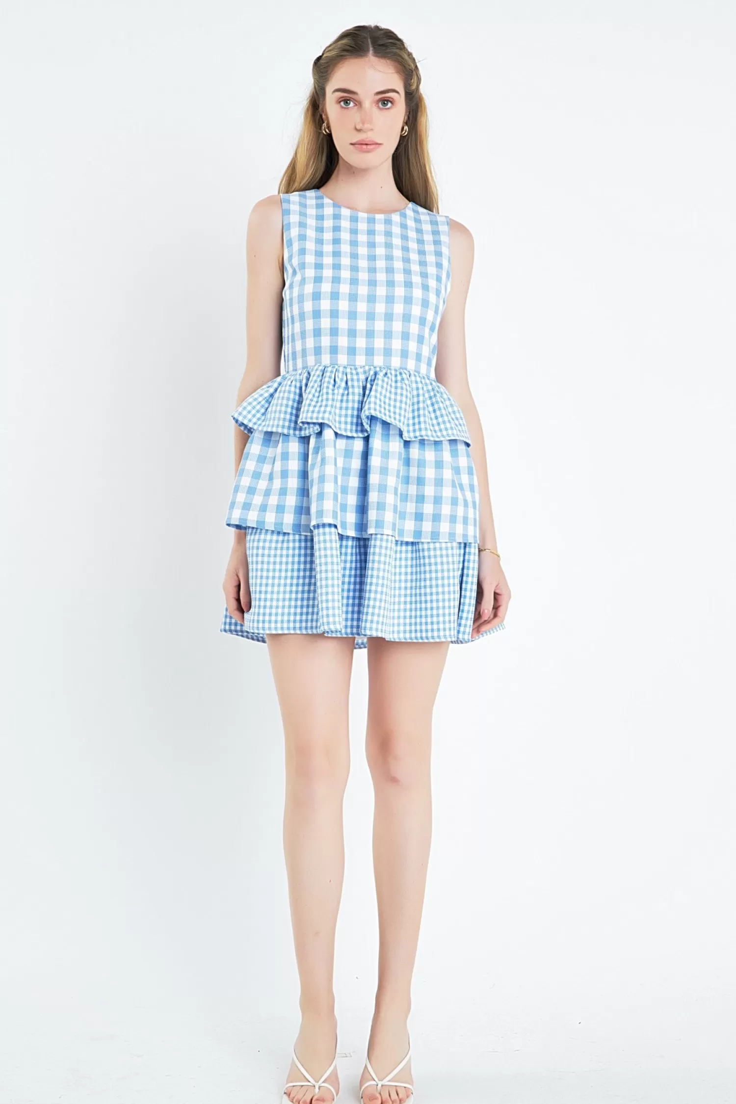 Best Sale Gingham Tiered Sleeveless Mini Dress Mini Dresses | Frills And Thrills