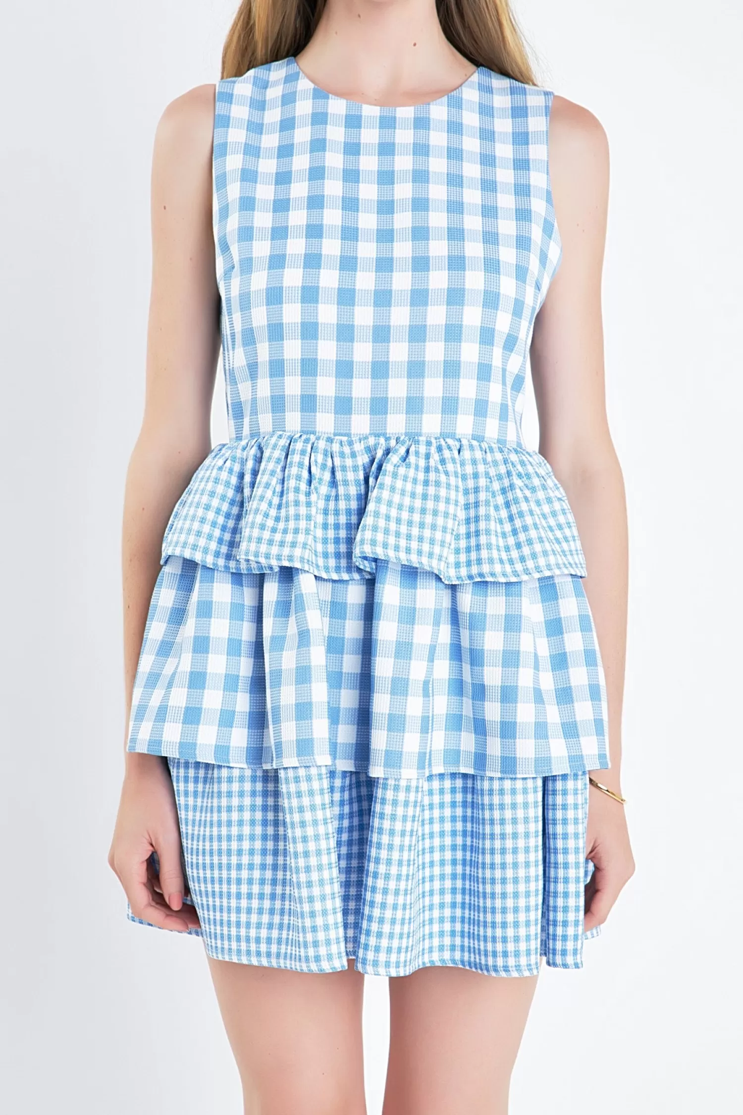 Best Sale Gingham Tiered Sleeveless Mini Dress Mini Dresses | Frills And Thrills