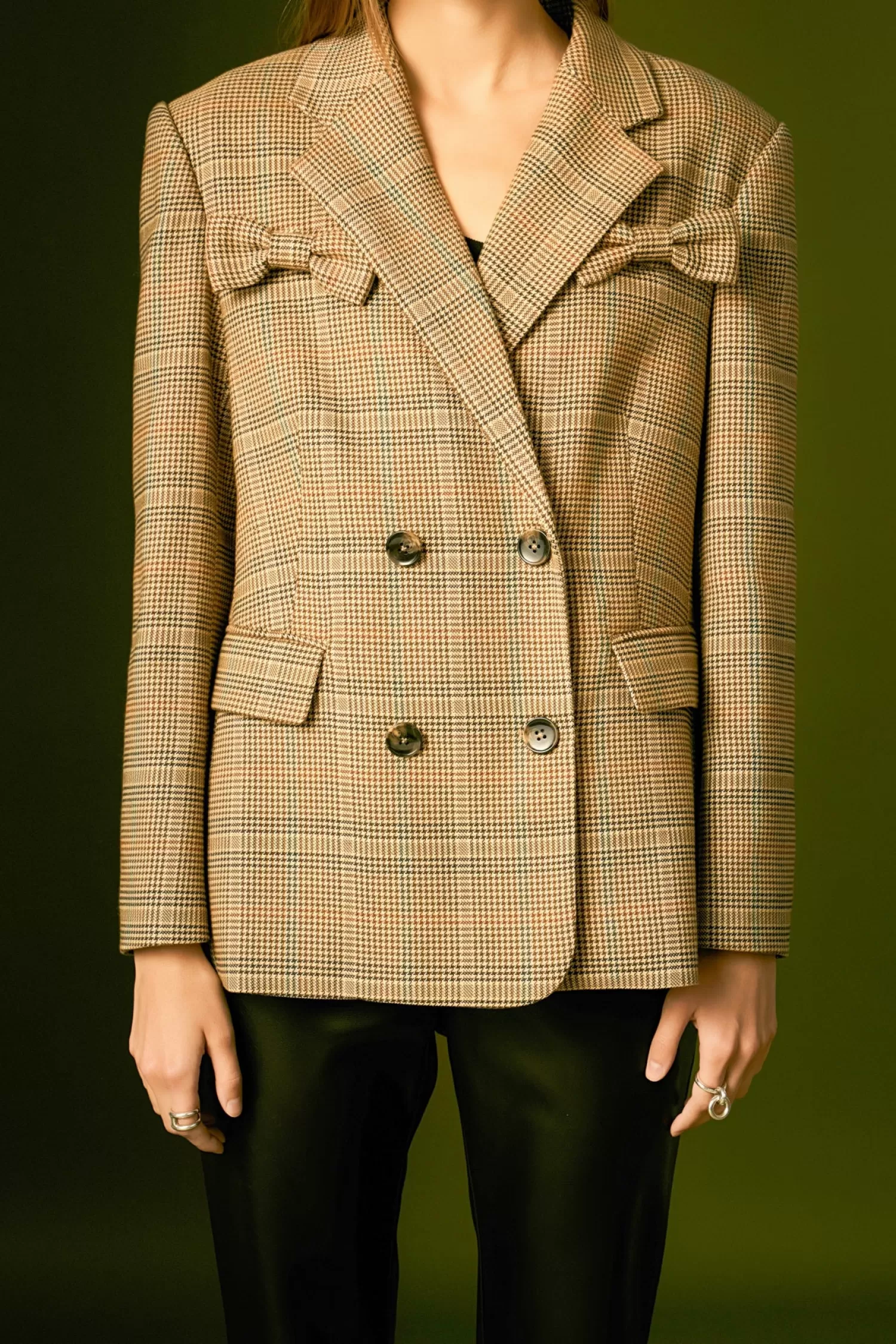 Discount Glen Check Bow Jacket Matching Sets | Jackets & Coats