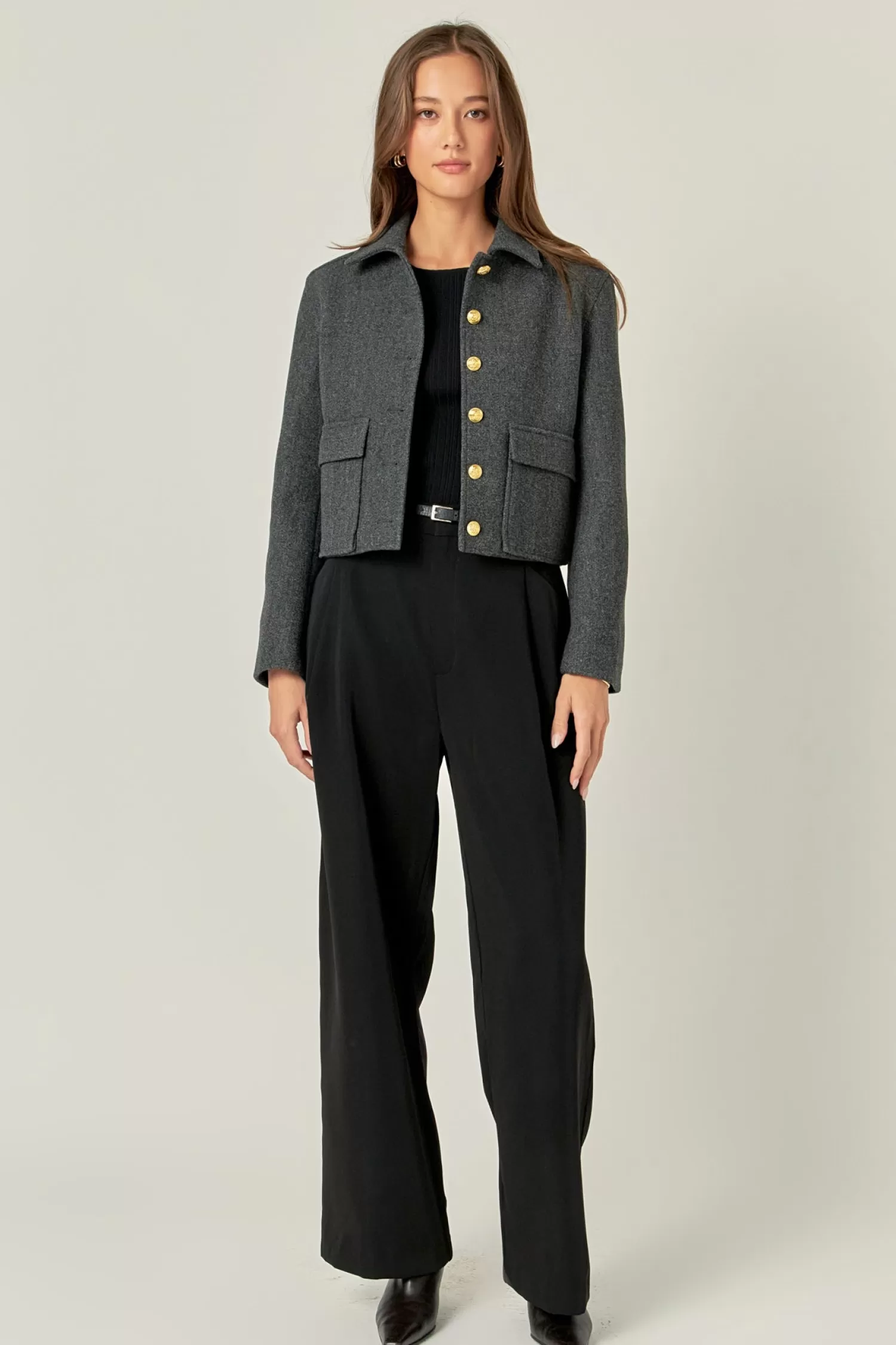 Outlet Gold Button Cropped Jacket The Lady Jacket | Night Out