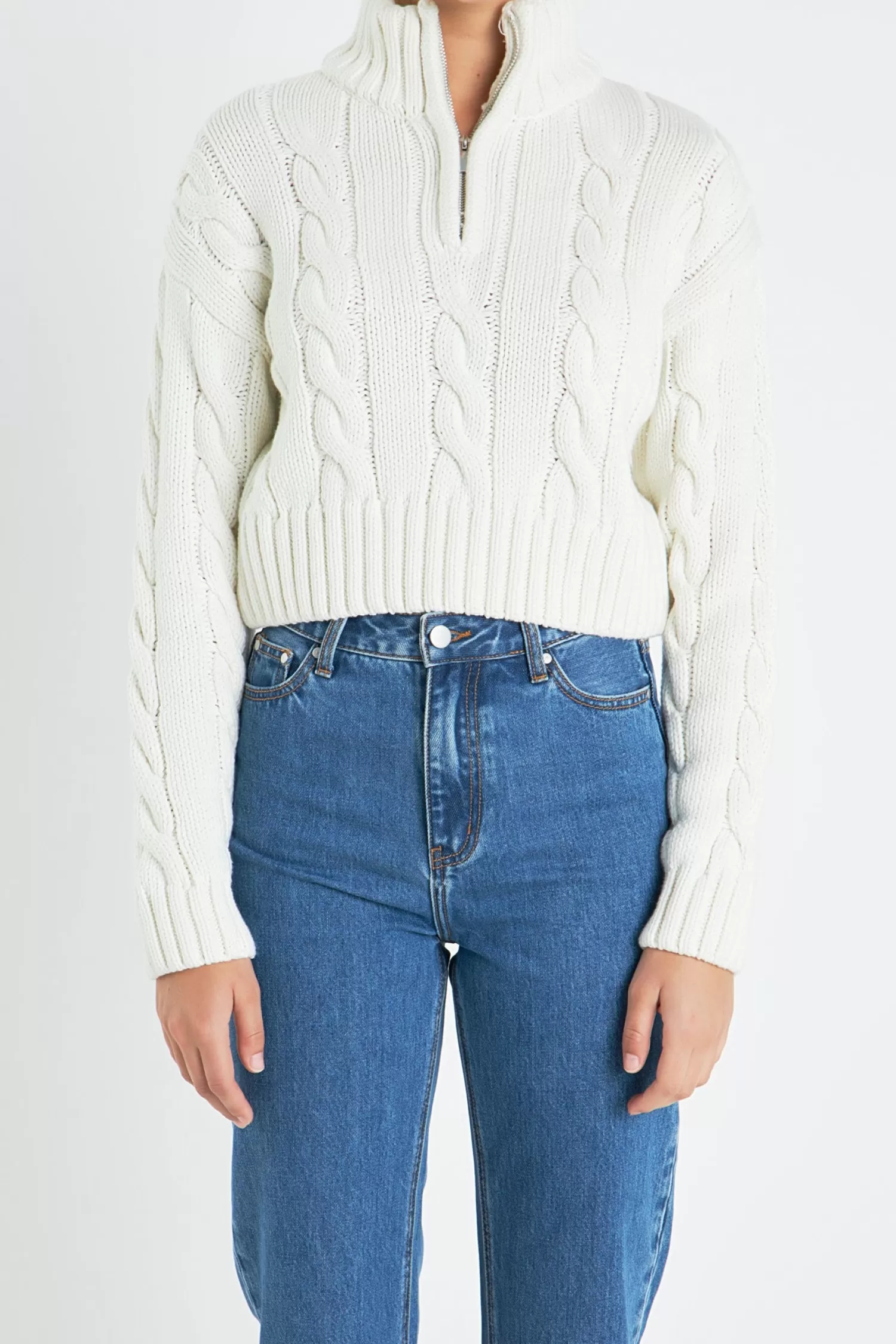 Best Sale Half Zip Up Cable Knit Sweater Sweaters & Knits | Sweater Season