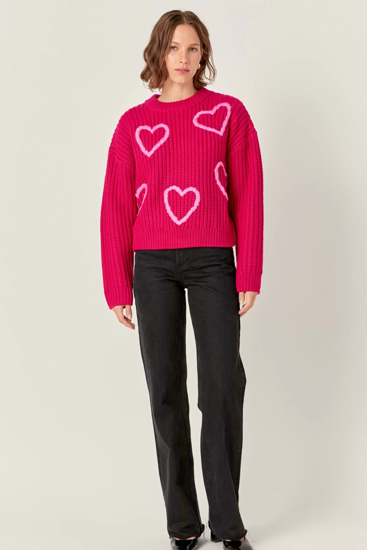 Outlet Heart Embroidery Knit Top Sweaters & Knits | Sweater Season