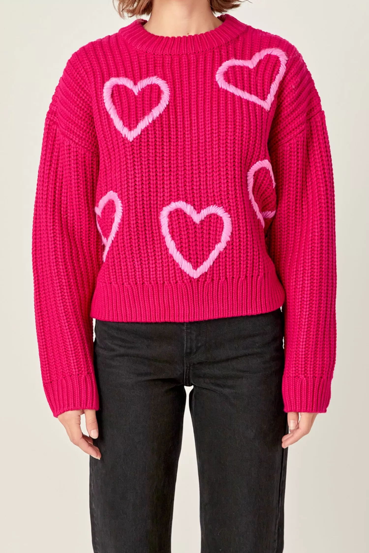 Outlet Heart Embroidery Knit Top Sweaters & Knits | Sweater Season