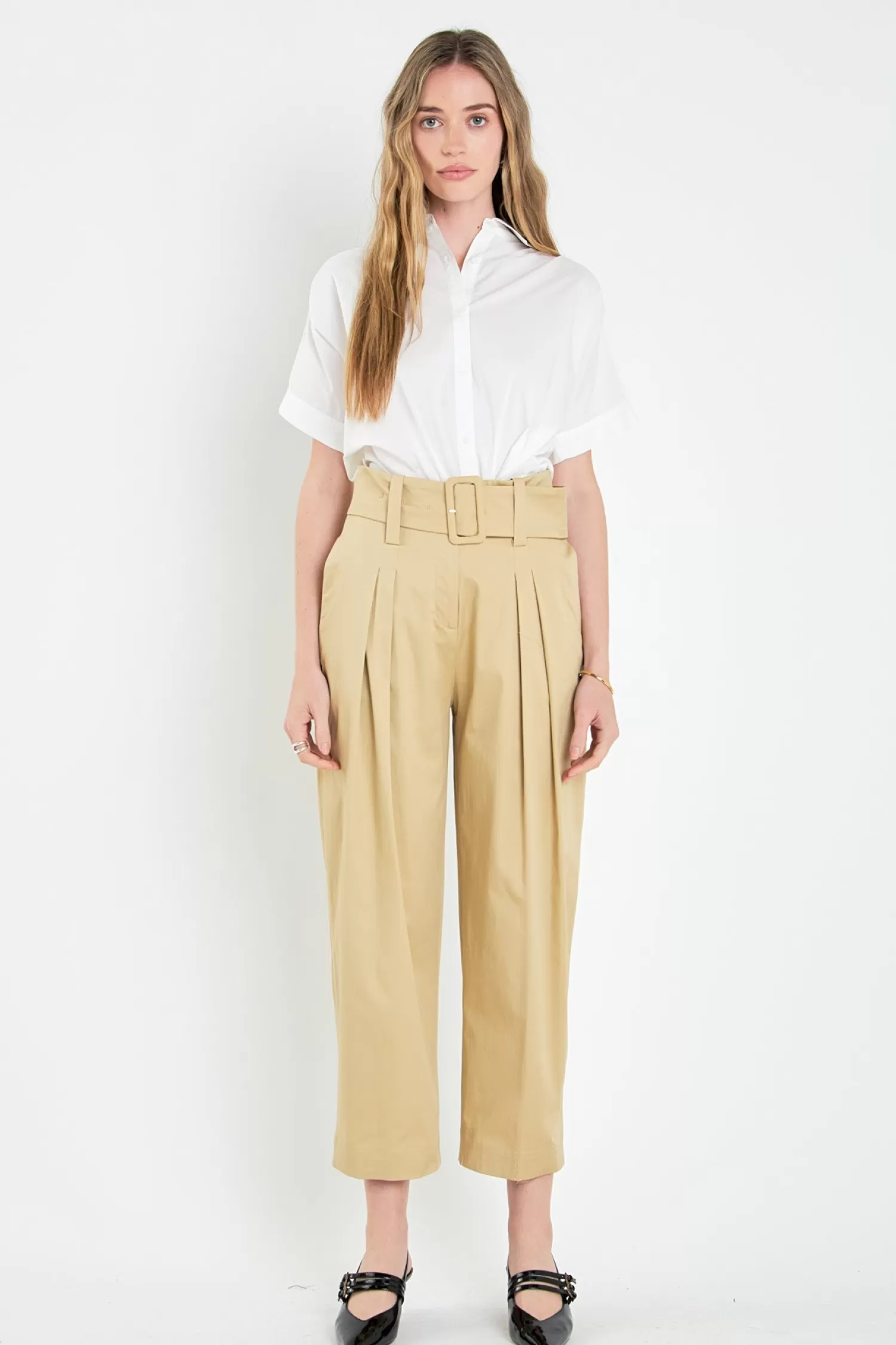 Shop High Waist Belted Wide Leg Pants Pants | Bottoms