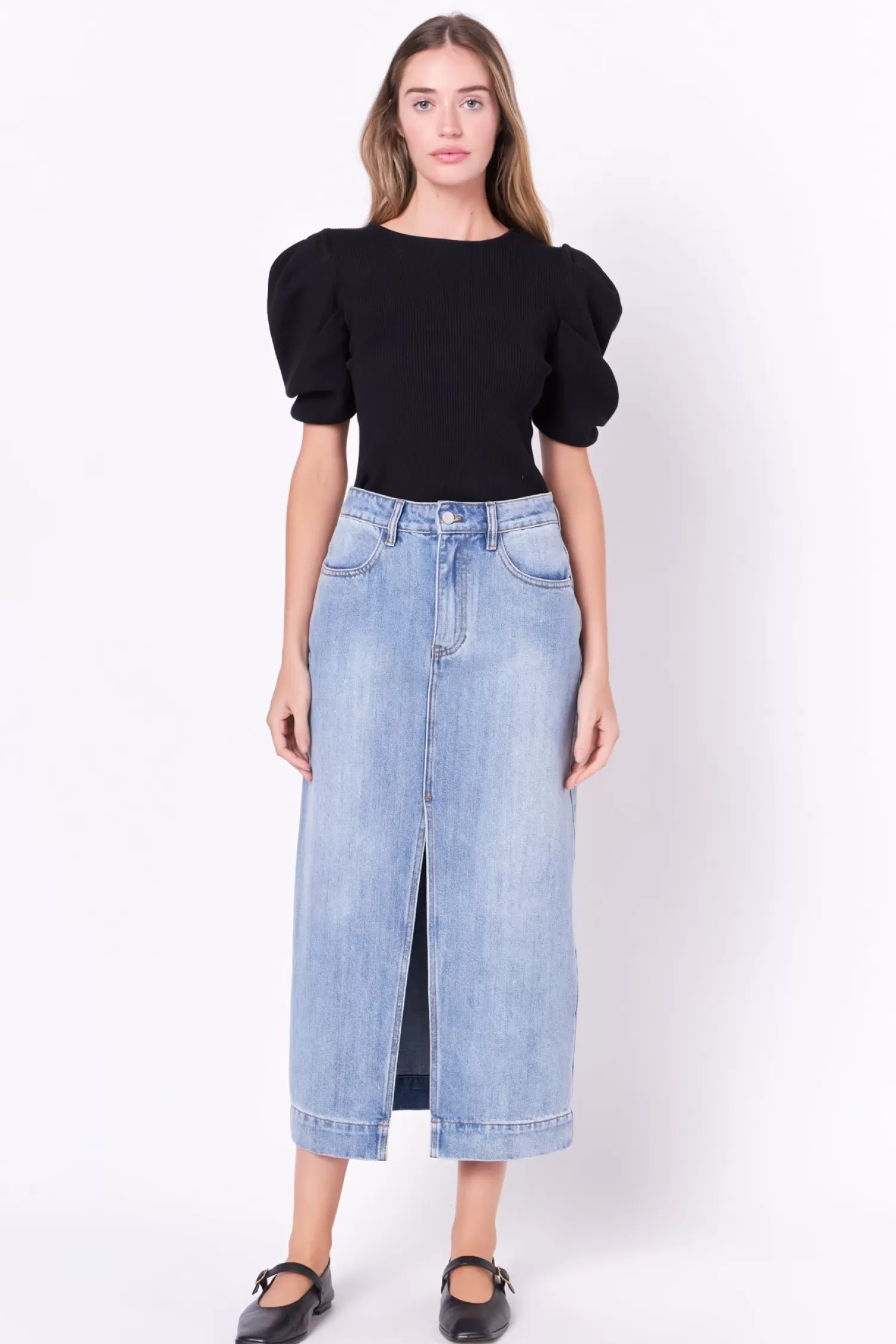 New High Waist Long Denim Skirt Date-Night Ready | Skirts