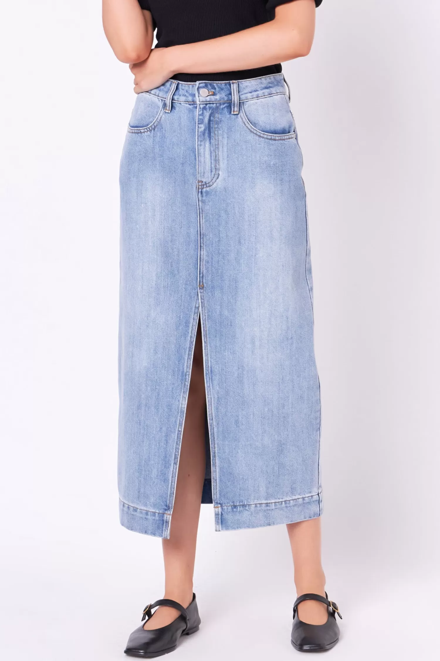 New High Waist Long Denim Skirt Date-Night Ready | Skirts