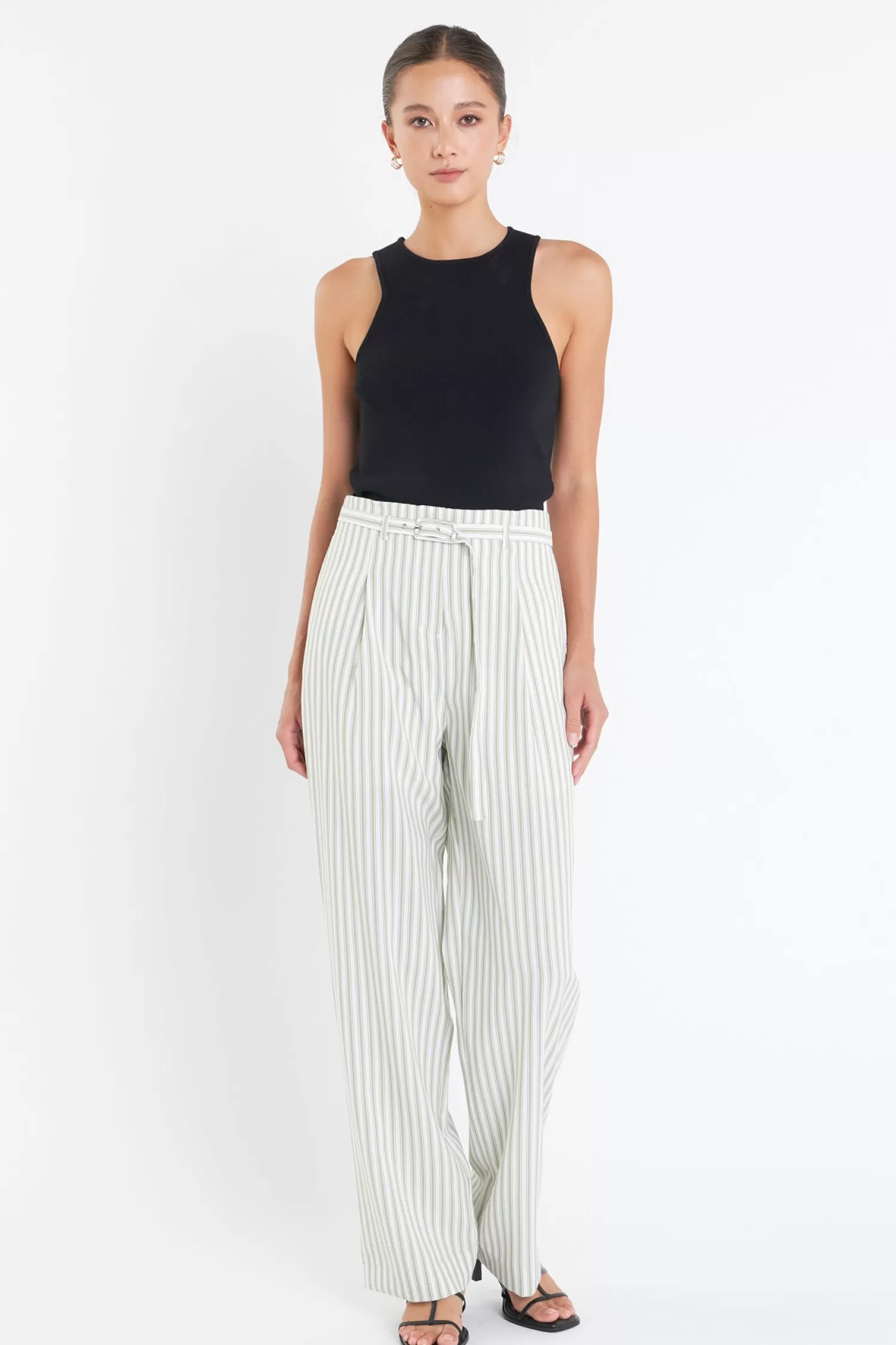 Shop High Waisted Belted Striped Pants Stripe Wonders | Pants