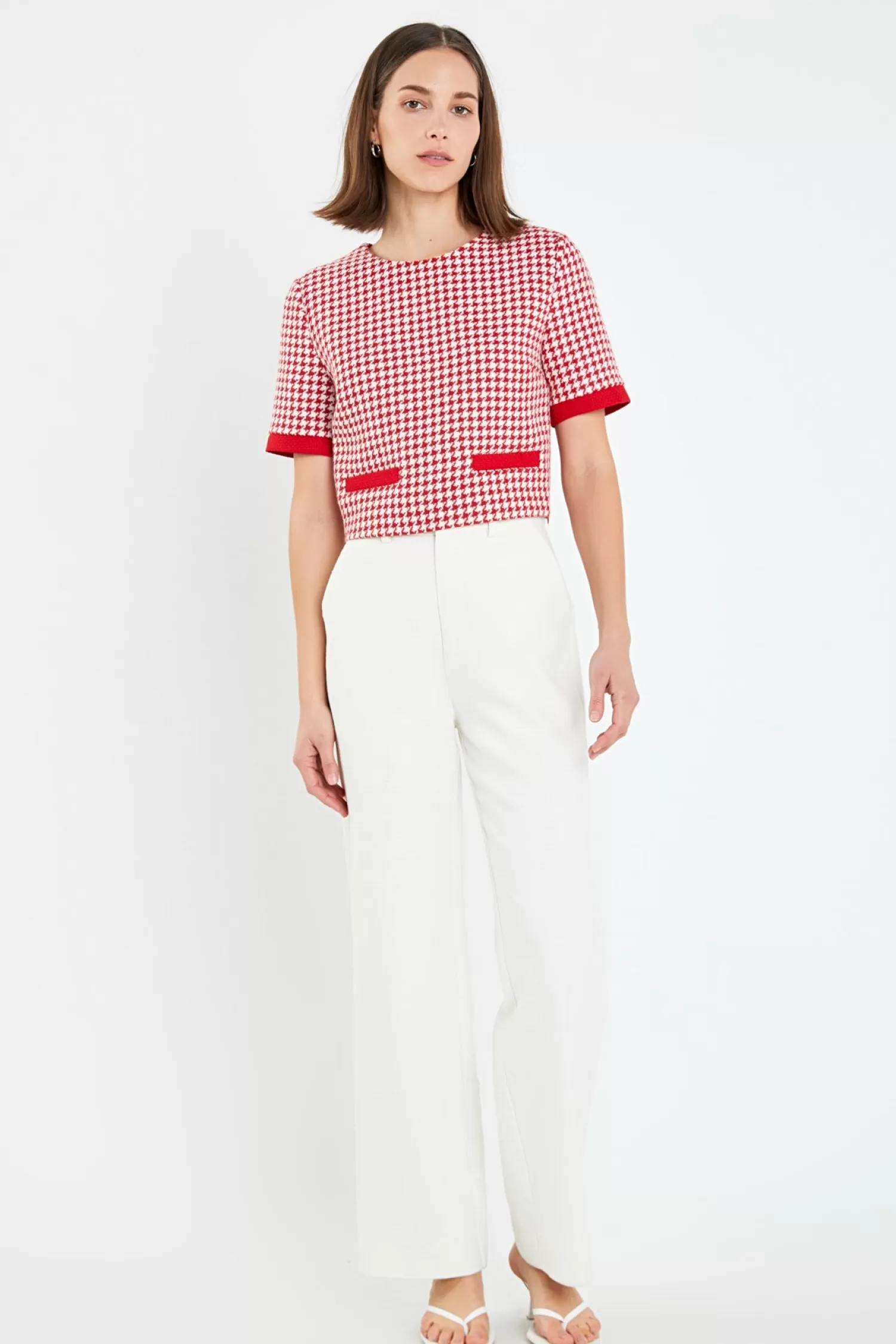 Clearance Hounds tooth Crop Top Best Sellers | Tops