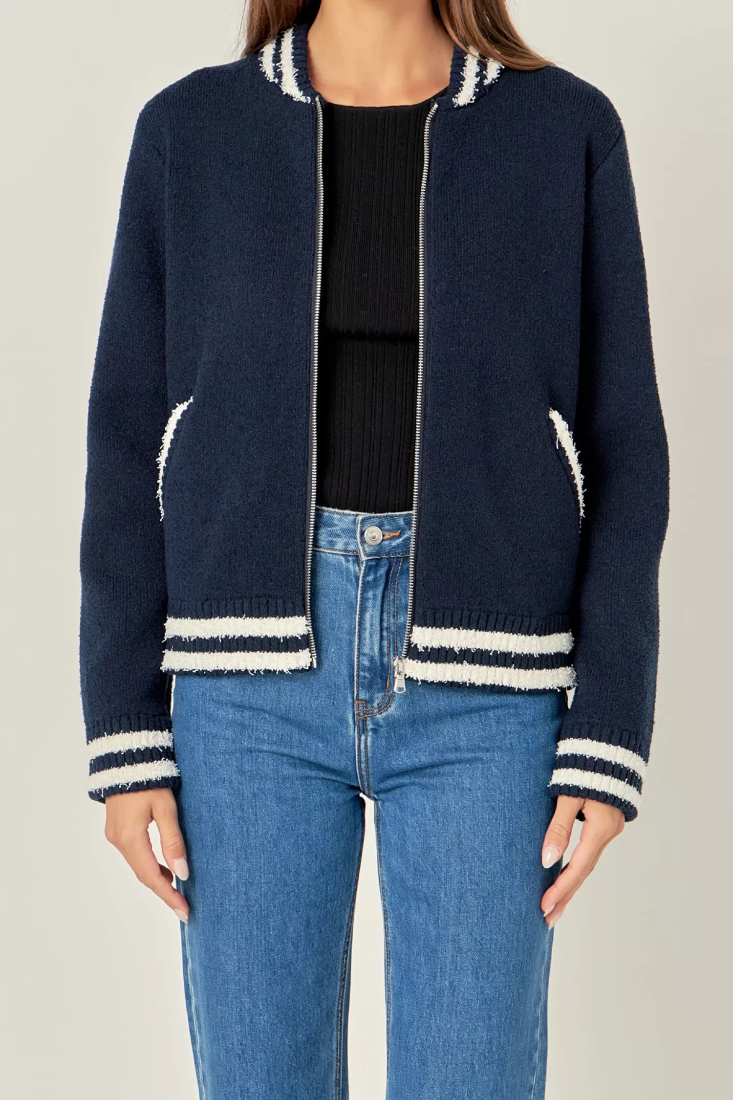 Discount Knit Bomber Jacket Jackets & Coats