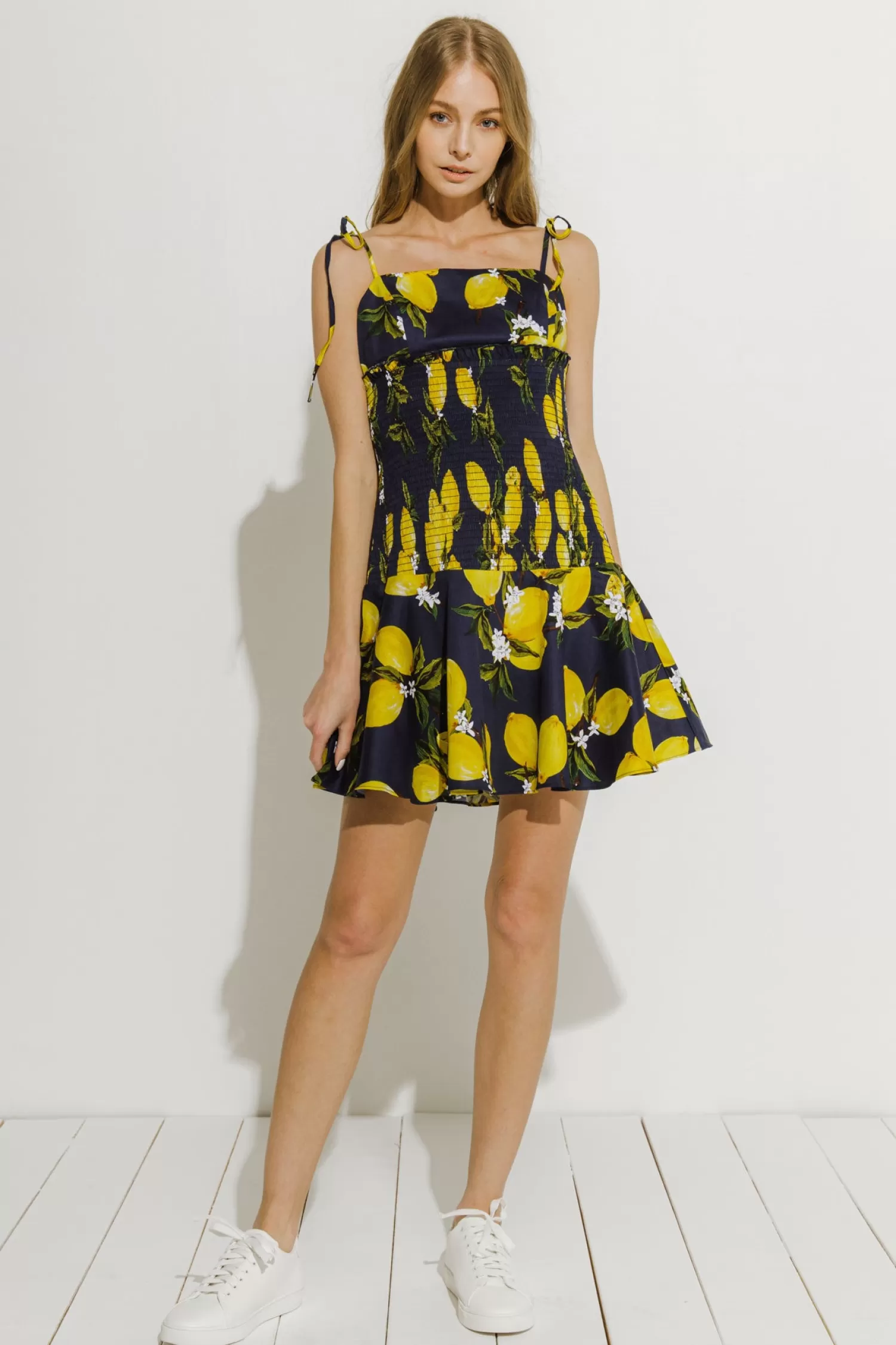 Cheap Lemon Print Smocked Dress Mini Dresses | Dresses