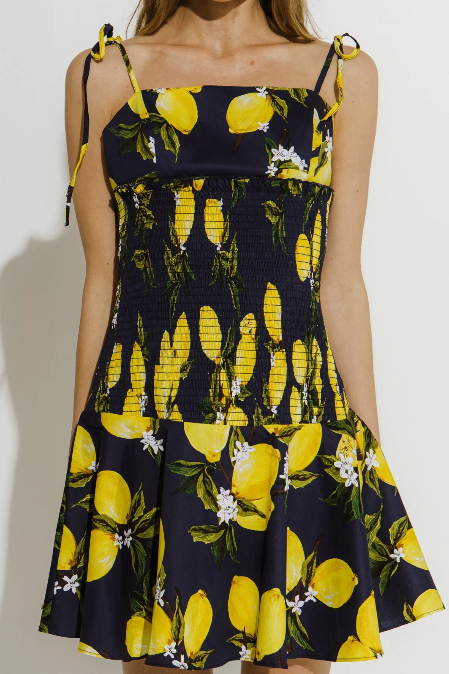 Cheap Lemon Print Smocked Dress Mini Dresses | Dresses