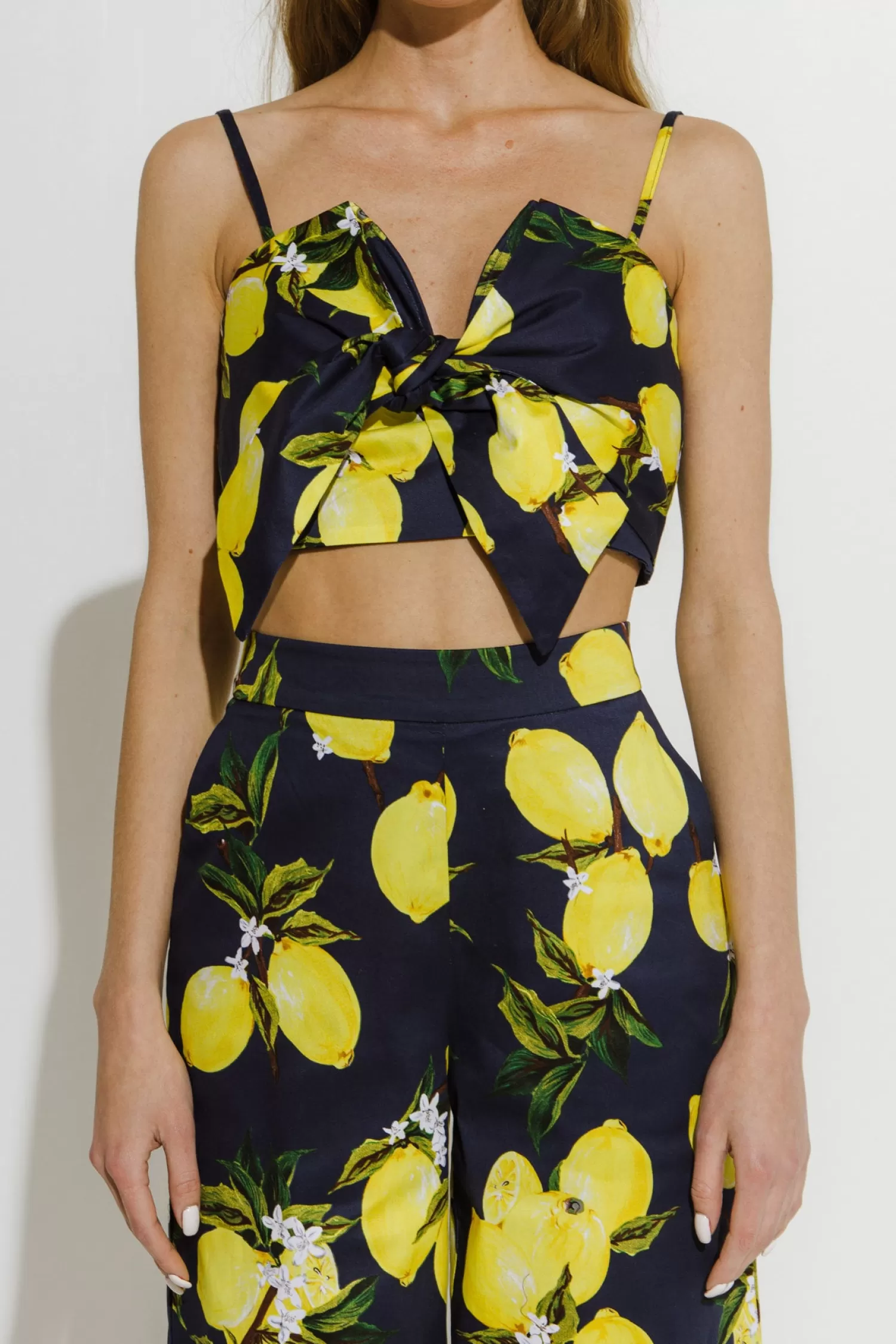 Shop Lemon Print Tied Tank Top Tops