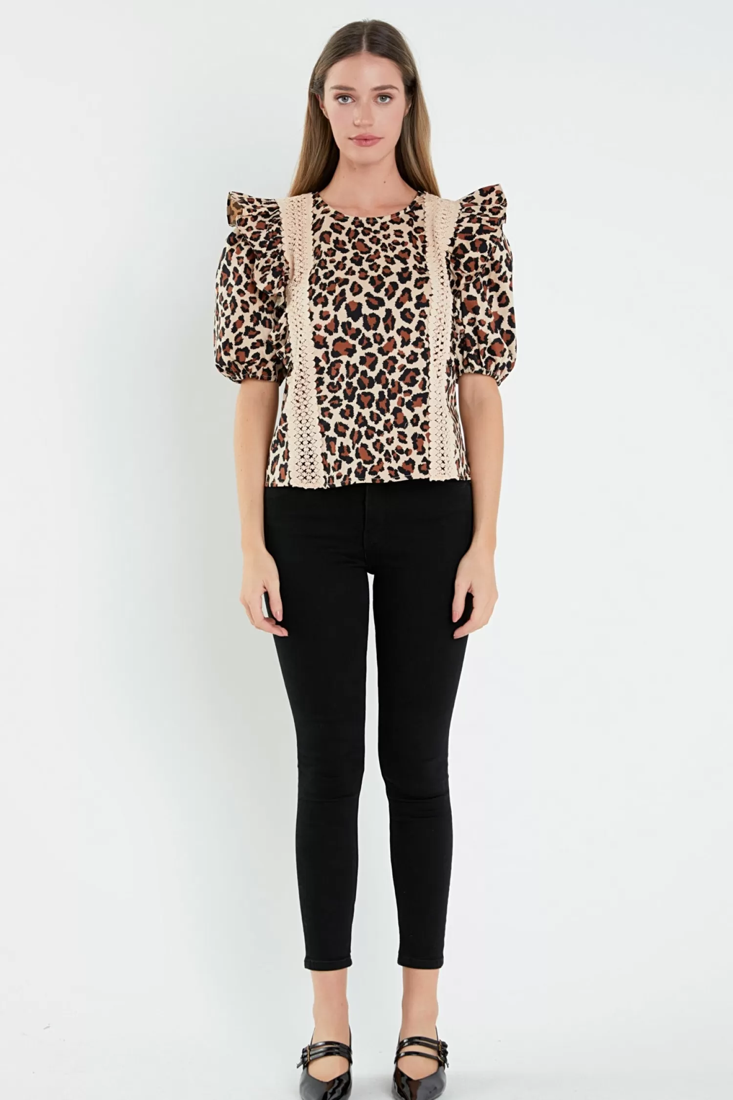 Flash Sale Leopard Lace Inserted Top Night Out | Tops