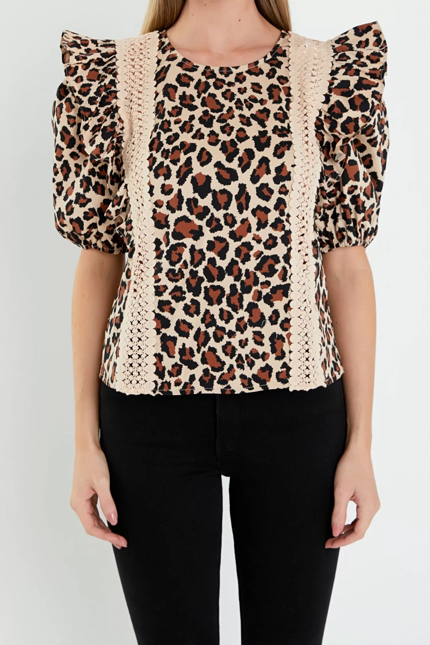 Flash Sale Leopard Lace Inserted Top Night Out | Tops