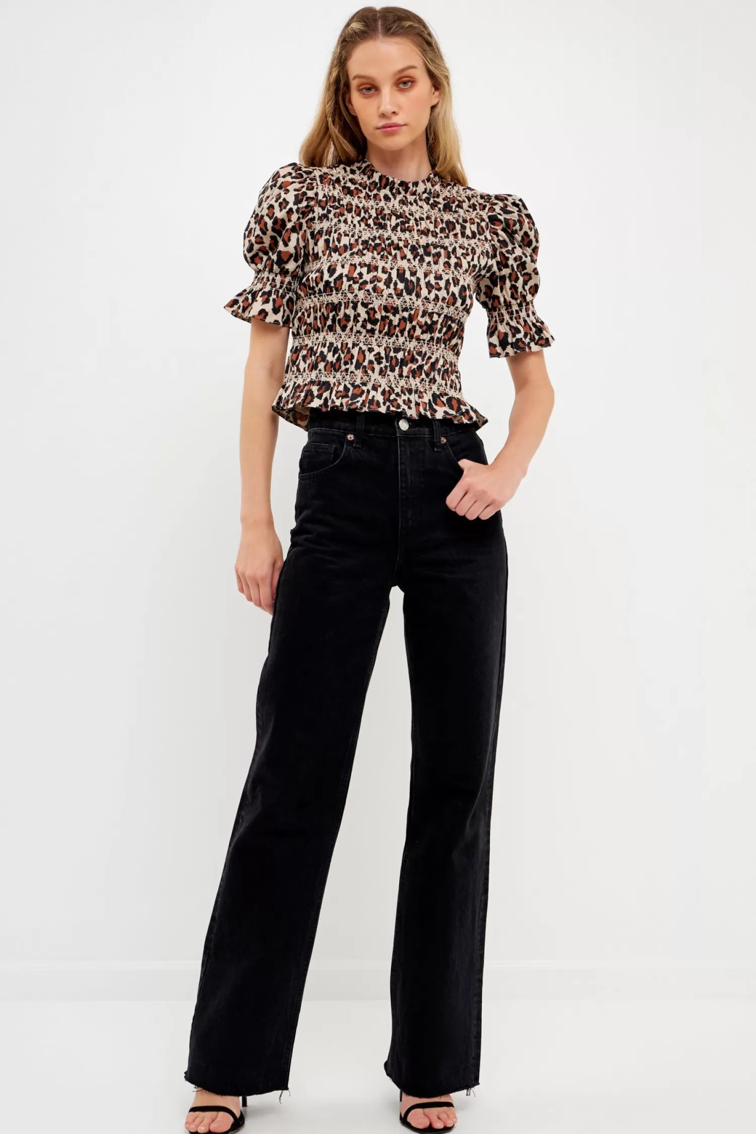 Flash Sale Leopard Print Puff Short Sleeve Top Frills And Thrills | Puff Sleeve Perfection