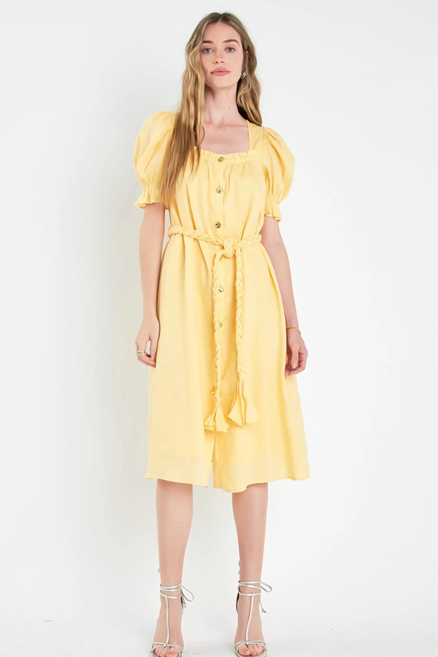 Flash Sale Linen Dress with Tie Midi Dresses | Lounge & Casual