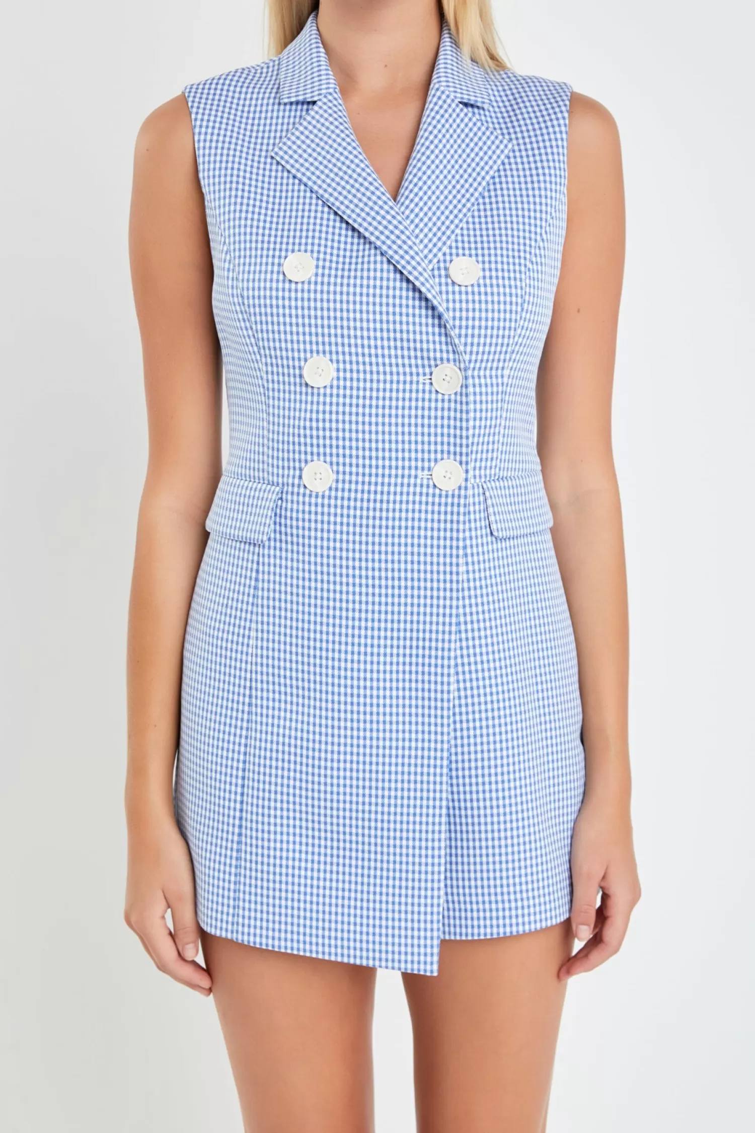 Sale Mini Gingham Sleeveless Vest Romper Rompers | Bottoms