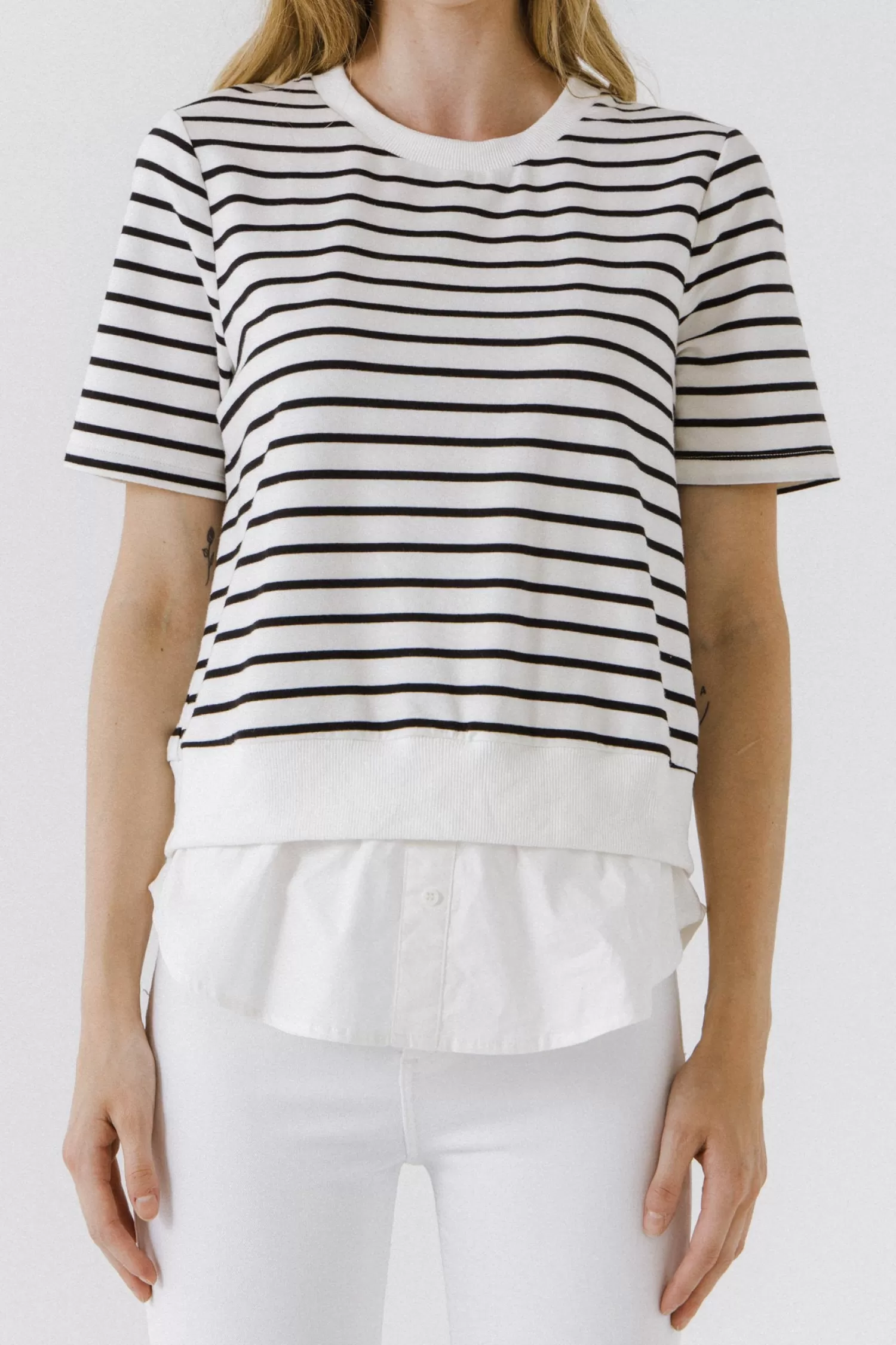 Sale Mix Media Stripe Top Tops