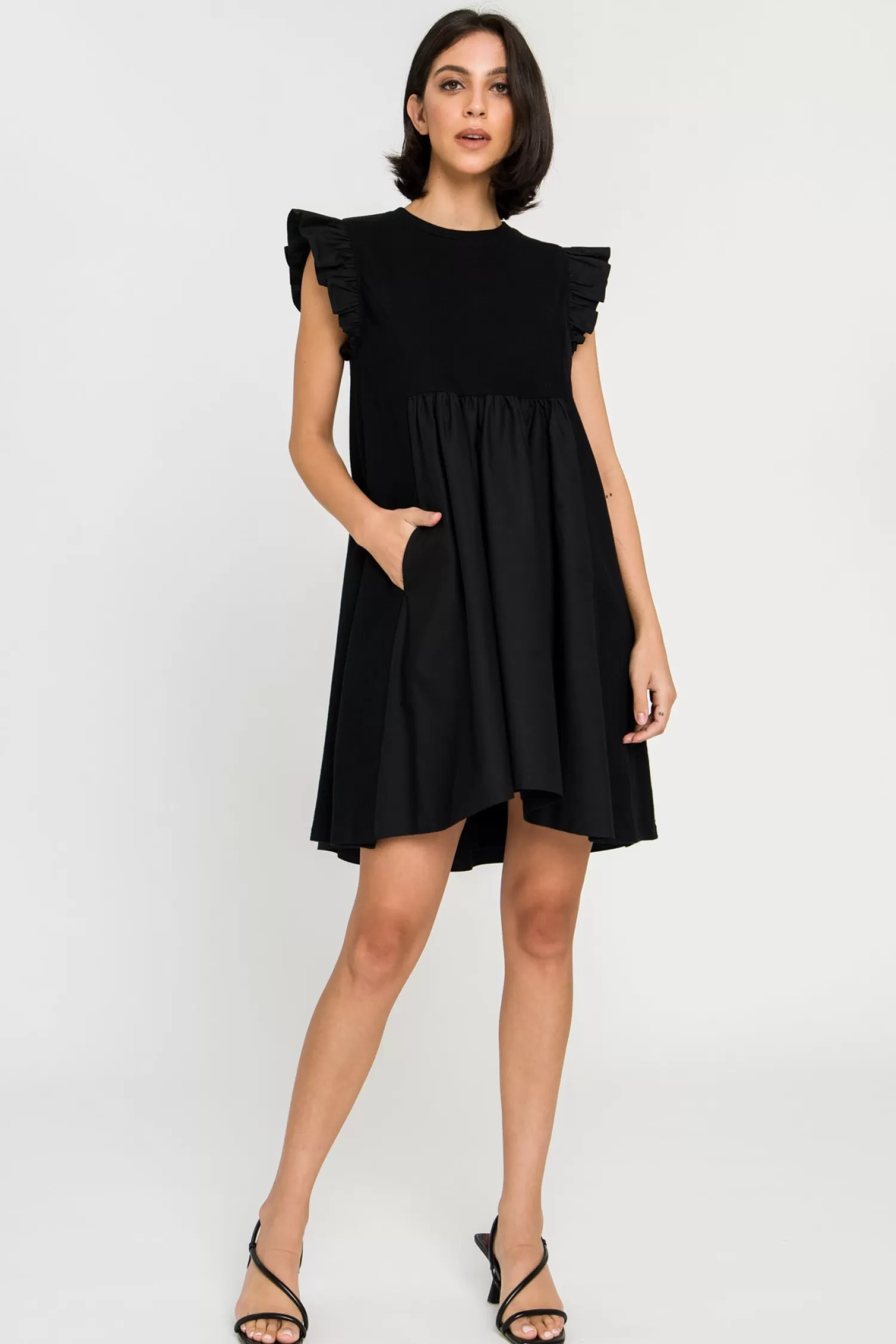 Outlet Mixed Media Ruffle Sleeve Mini Dress Special Occasion | Mini Dresses