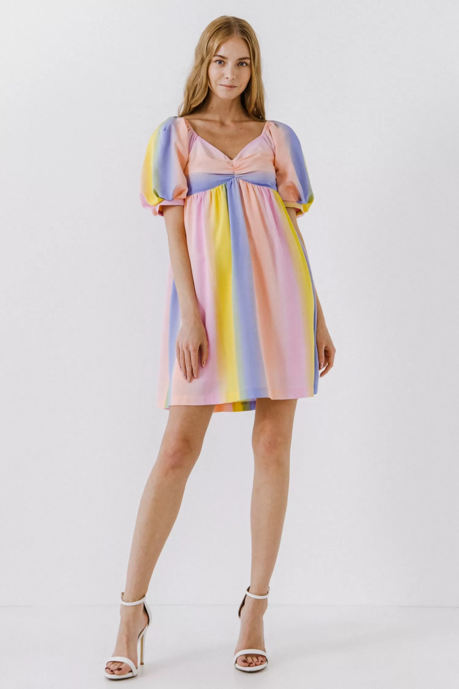 Online Color Stripe Babydoll Dress Mini Dresses | Wedding Guest Dresses